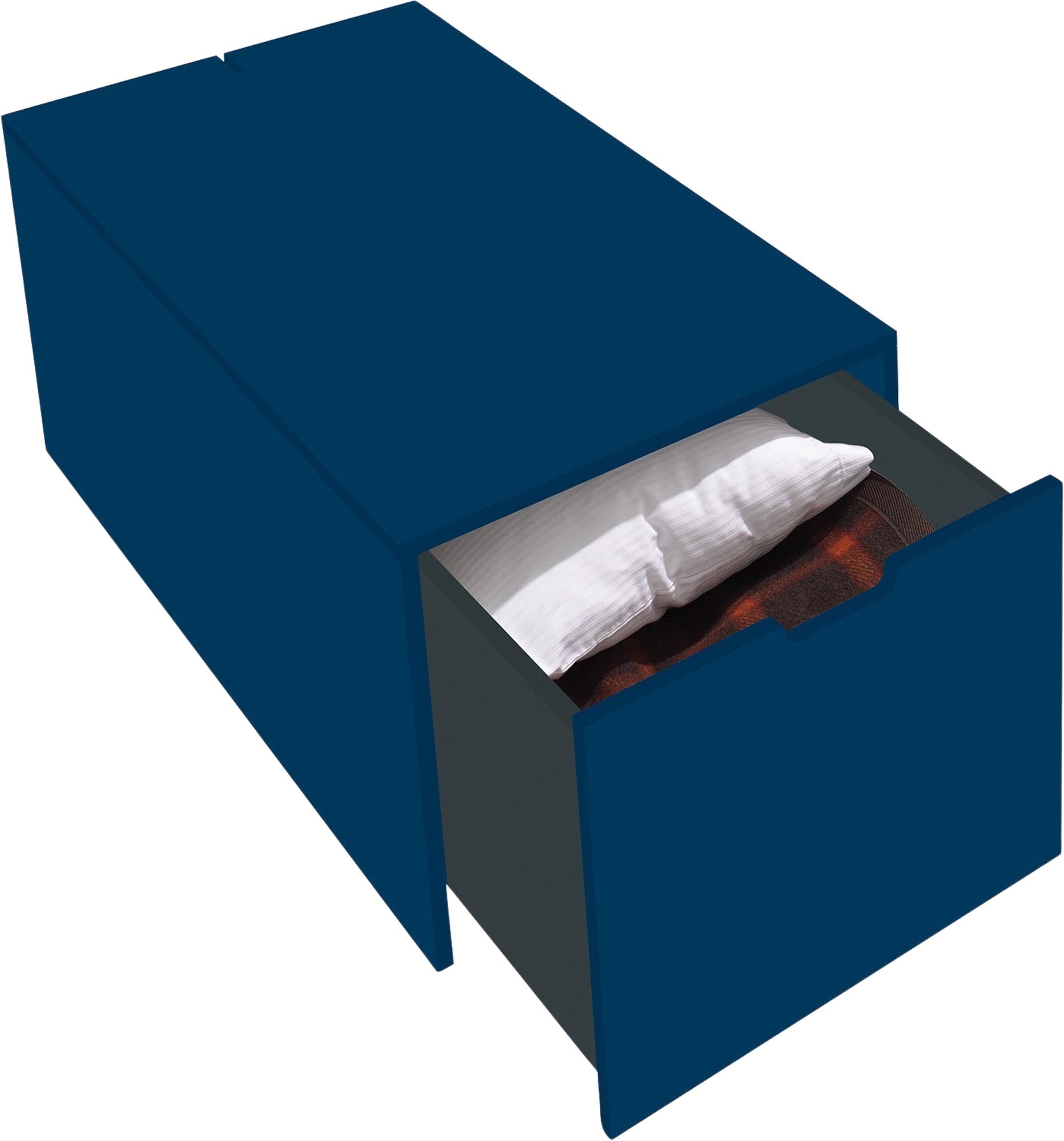 Bettkasten16: Praktischer Stauraum mit innovativer Kabelführung und soft-close Schubkasten für dein Schlafzimmer.