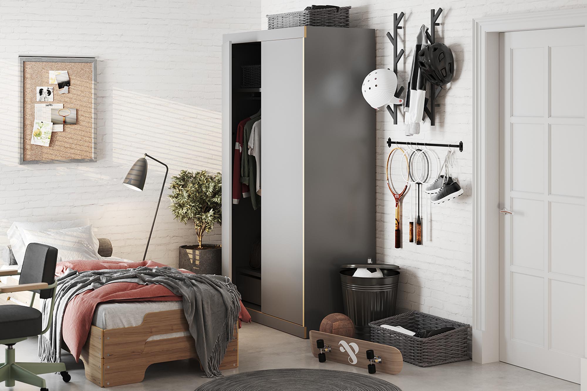 FLAI Kleiderschrank: Minimalistisches Design mit cleverer Innenaufteilung.