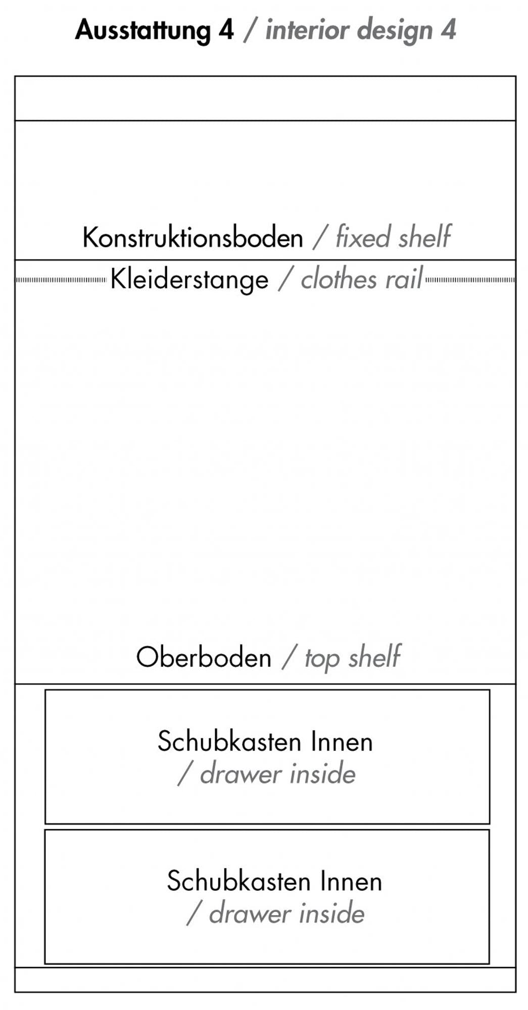 Eleganter FLAI Schrank 2-türig mit vielseitiger Innenausstattung.