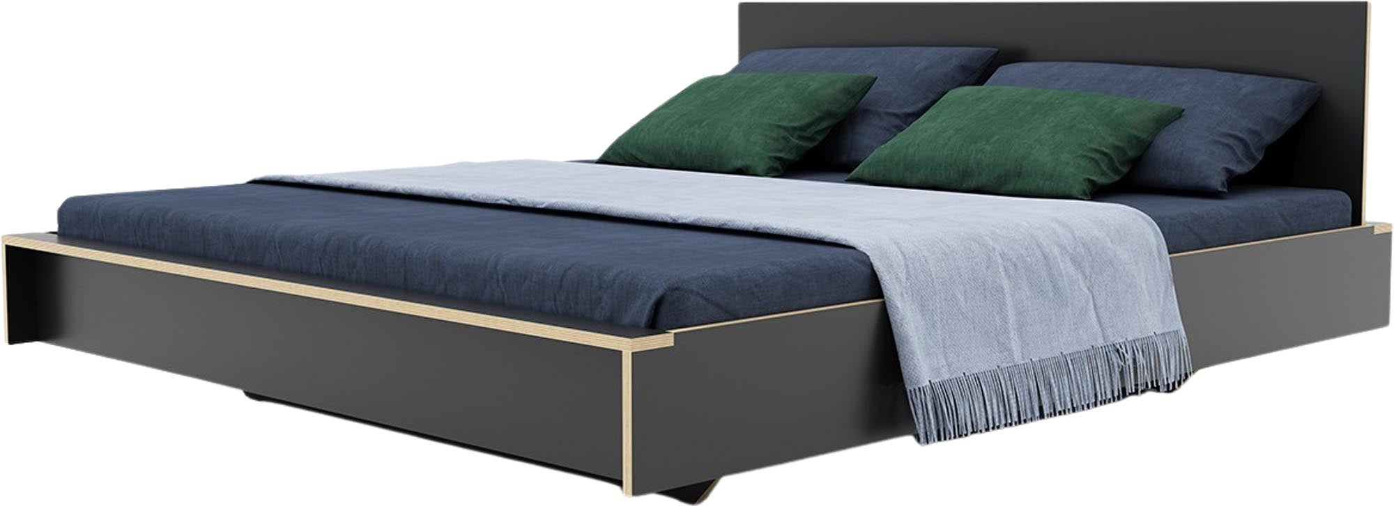Elegantes FLAI Doppelbett mit Kopfteil, extra hoher Schlafkomfort.