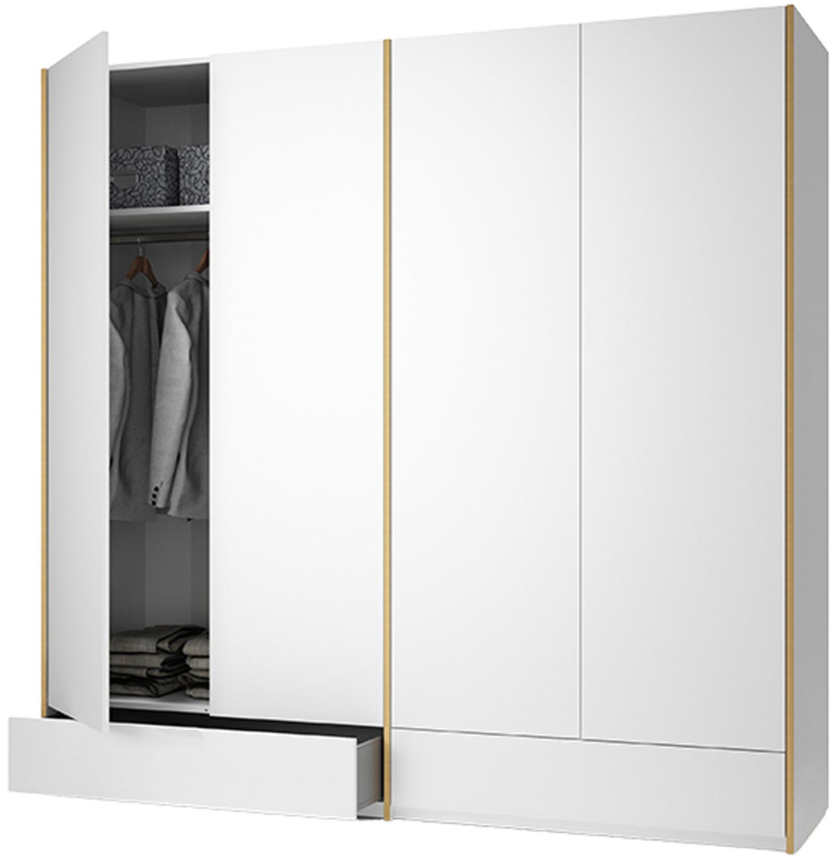 Modular Plus V4 1 Schublade in Weiss / Holzkante präsentiert im Onlineshop von KAQTU Design AG. Drehtürenschrank ist von Müller Möbelwerkstätten