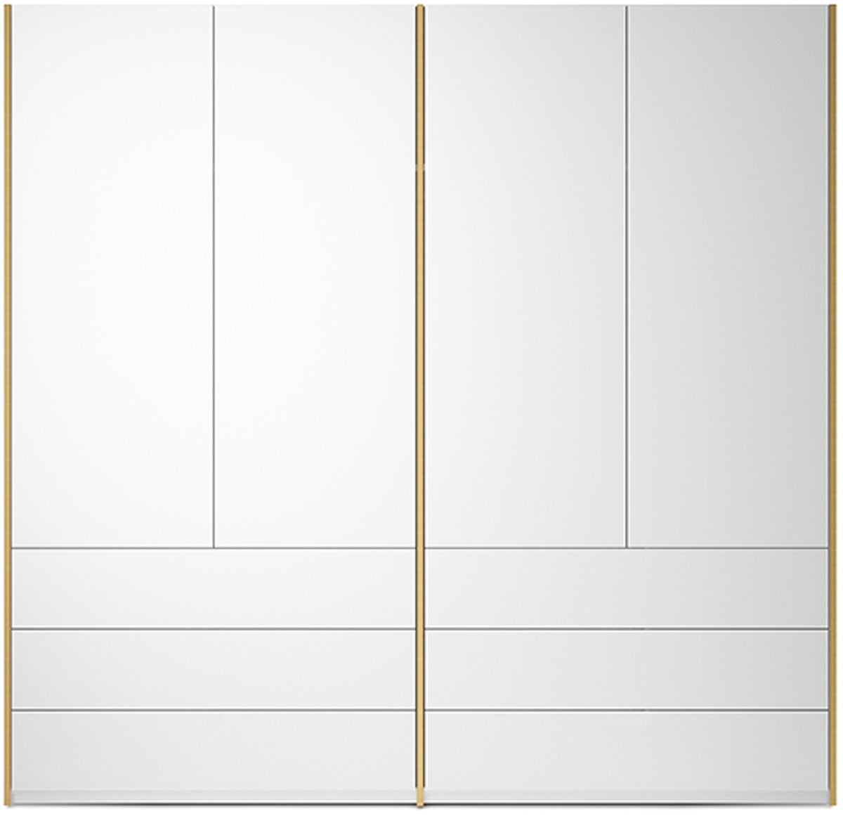Modular Plus V4 3 Schubladen in Weiss / Holzkante präsentiert im Onlineshop von KAQTU Design AG. Drehtürenschrank ist von Müller Möbelwerkstätten