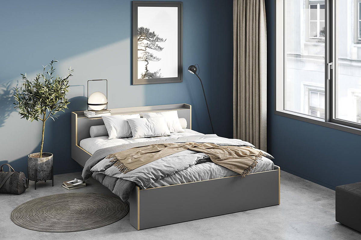 NOOK Einzelbett mit Lattenrost Starr in Anthrazit / Birke präsentiert im Onlineshop von KAQTU Design AG. Bett ist von Müller Möbelwerkstätten