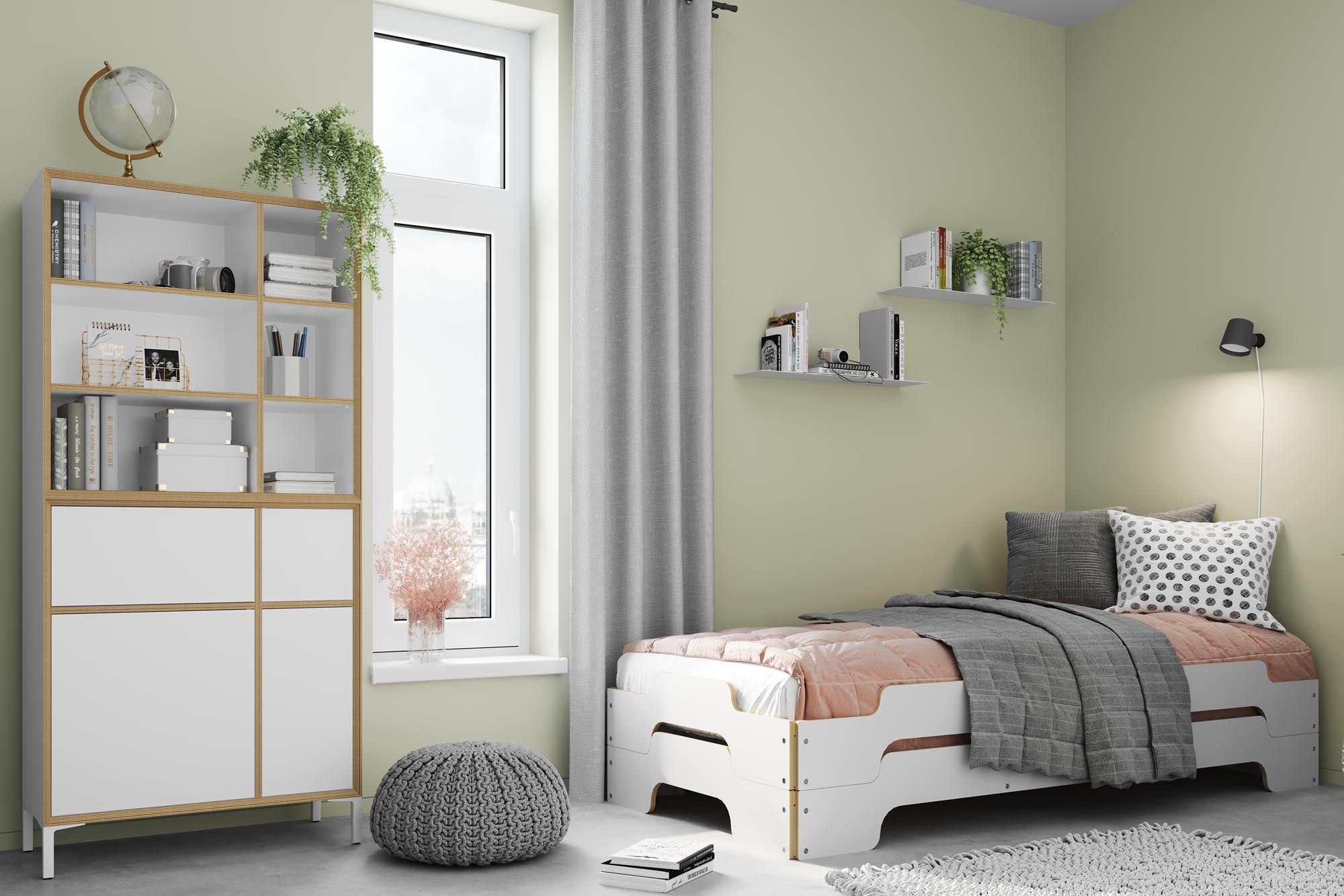 Stapelliege Komfort in Weiss / Birke präsentiert im Onlineshop von KAQTU Design AG. Bett ist von Müller Möbelwerkstätten