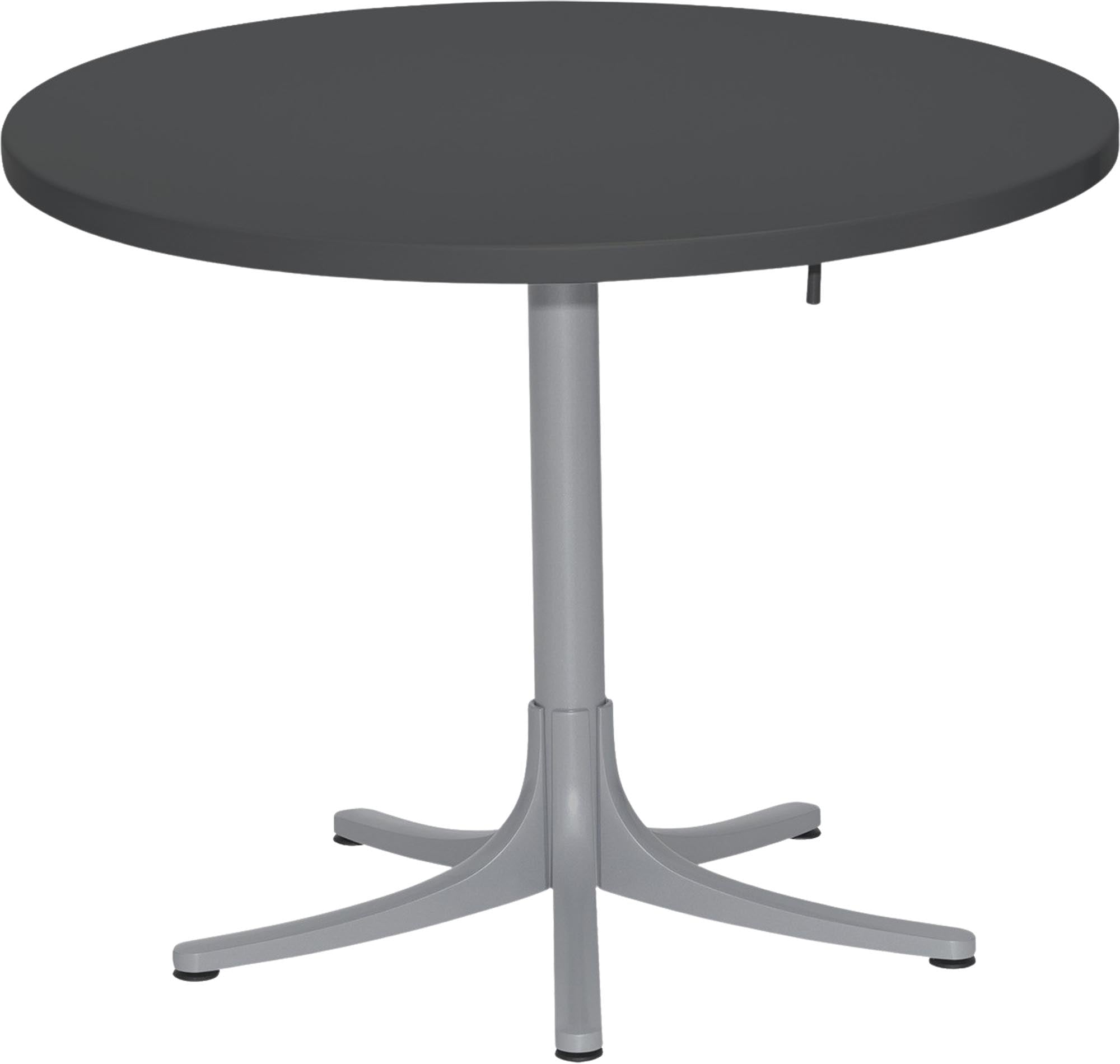 Metalltisch Arbon ⌀ 92: Langlebiger, flexibler Tisch mit Beinfreiheit und verschiedenen Ausführungen für jeden Raum.