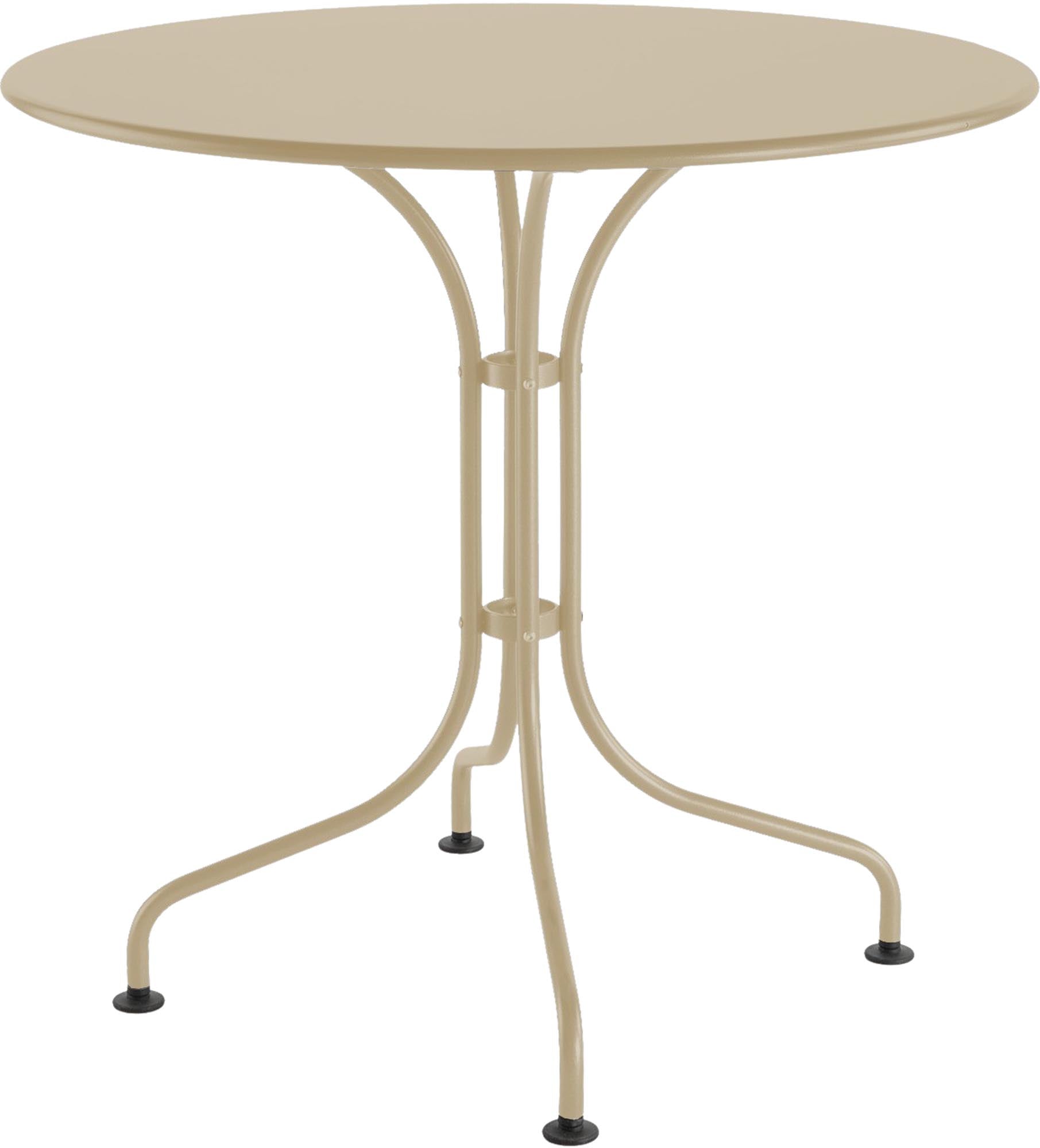 St. Moritz Metall-Gartentisch ø90 von Schaffner – robuster, wetterfester Rundtisch aus Stahl mit nostalgischem Design, ideal für kleine Außenbereiche und Gastronomie.