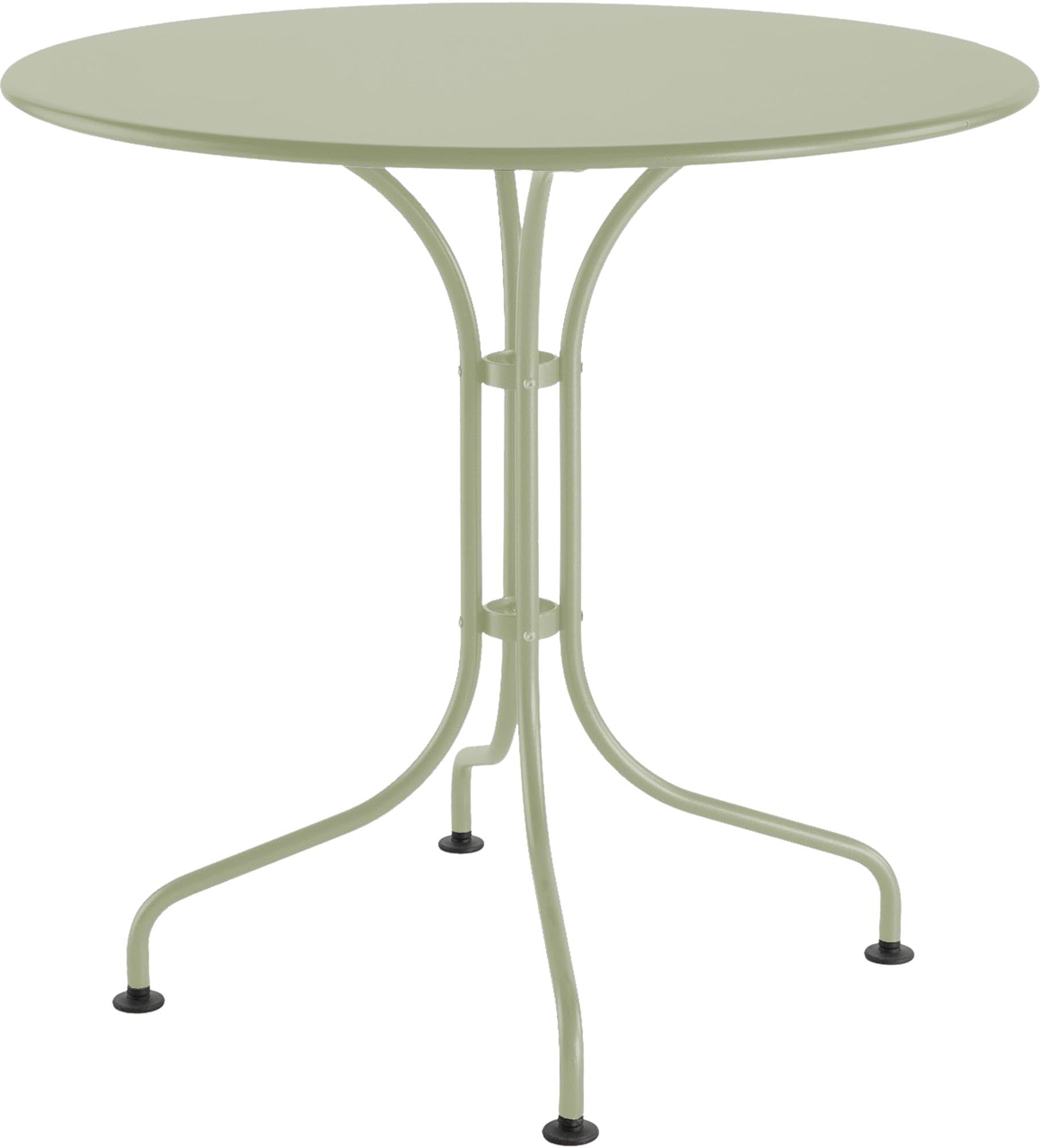 St. Moritz Metall-Gartentisch ø90 aus wetterfestem Stahl, langlebig, Swiss Made, perfekt für kleine Außenflächen, zeitloses Design, robust und pflegeleicht.