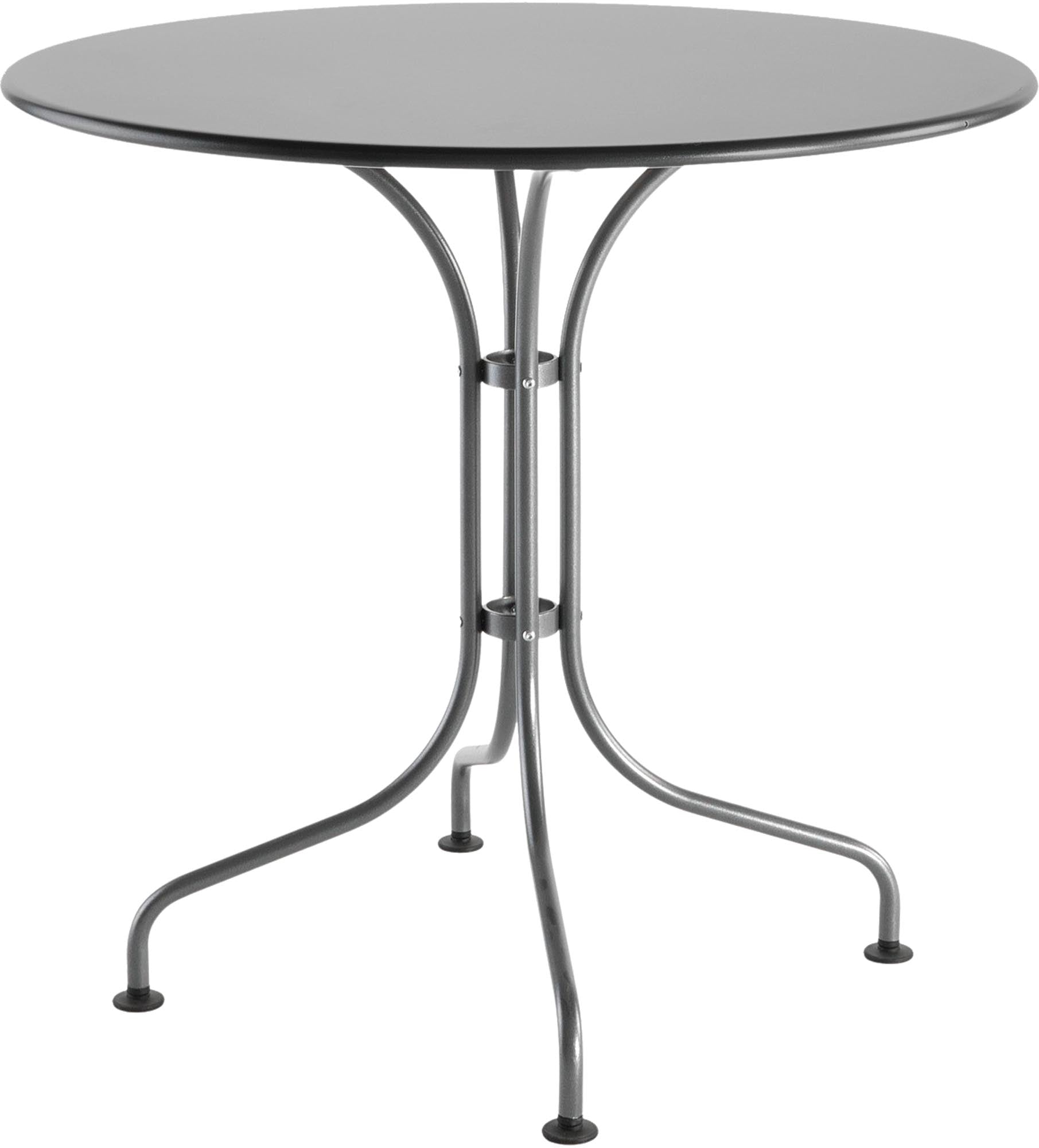 St. Moritz Metall-Gartentisch ø90 – robuster, wetterfester Tisch mit nostalgischem Design, ideal für kleine Gärten, Terrassen und Gastronomie. Schweizer Qualität.