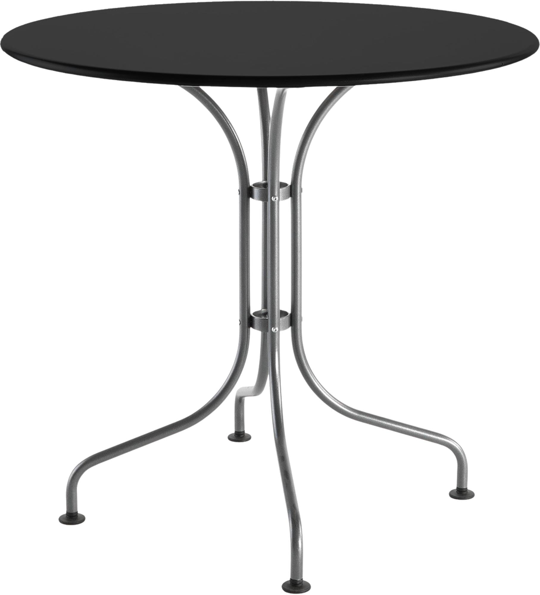 St. Moritz Metall-Gartentisch ø90 aus robustem, wetterfestem Stahl – stilvoll, langlebig und pflegeleicht für kleine Außenbereiche. Schweizer Qualität.