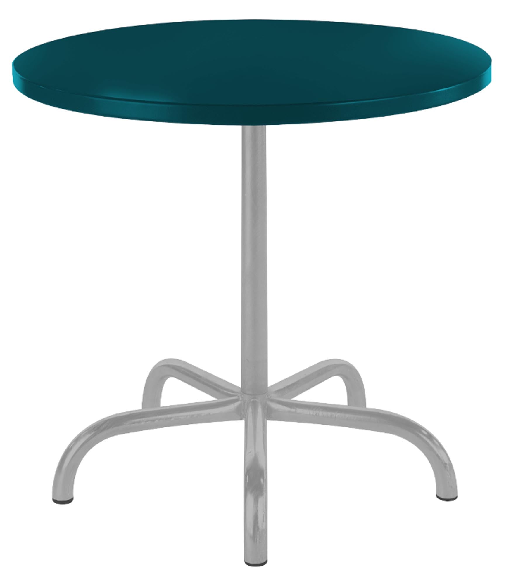 Eleganter klappbarer Gartentisch Säntis aus Metall mit einem Durchmesser von 80 cm in Kaliblau, ideal für Garten und Terrasse.