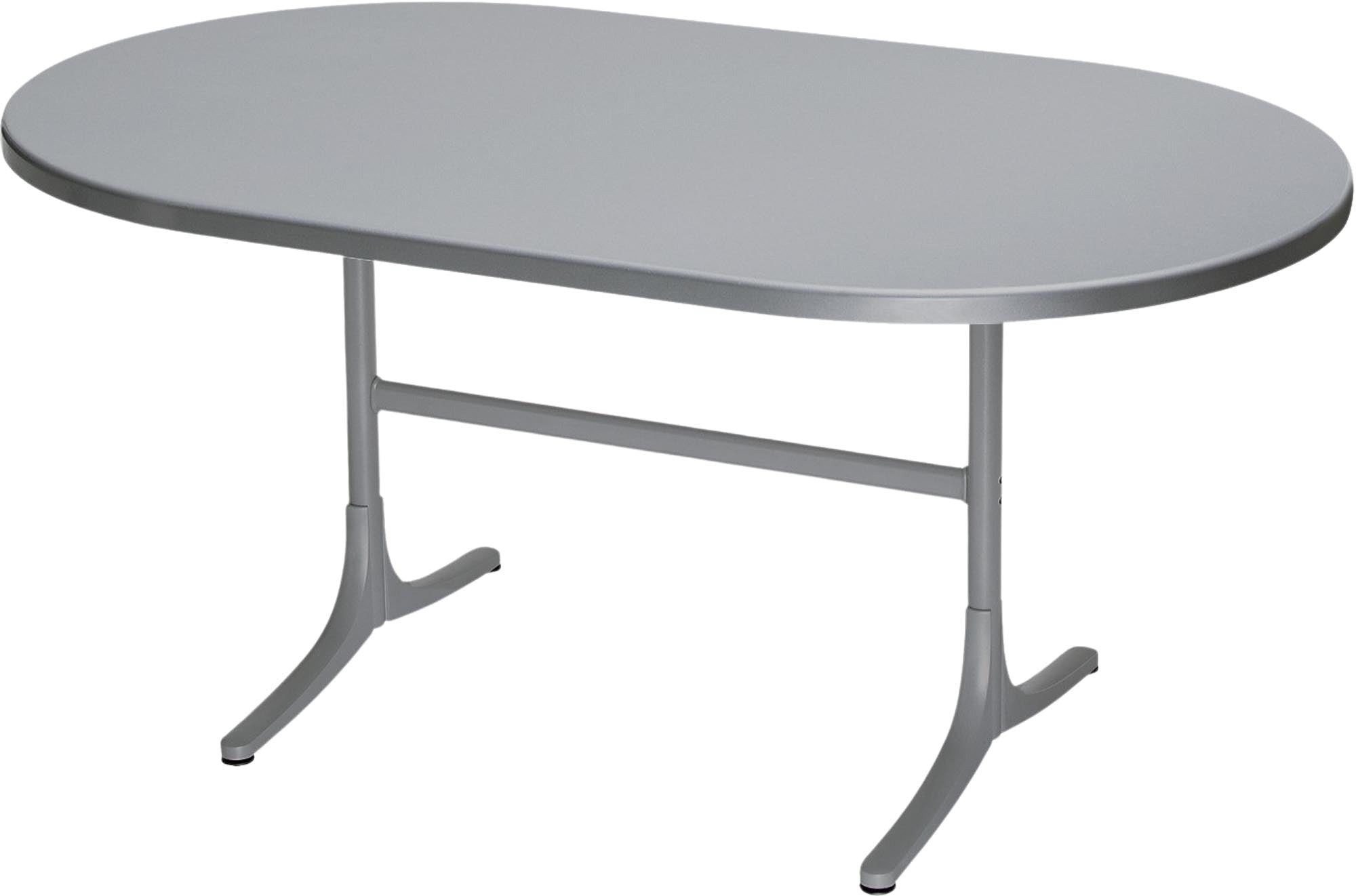 Eleganter, klappbarer Gartentisch aus robusten Glasfaserplatten, 160x95 cm oval, wetterfest, UV-beständig, Made in Switzerland – perfekt für Ihren Garten.