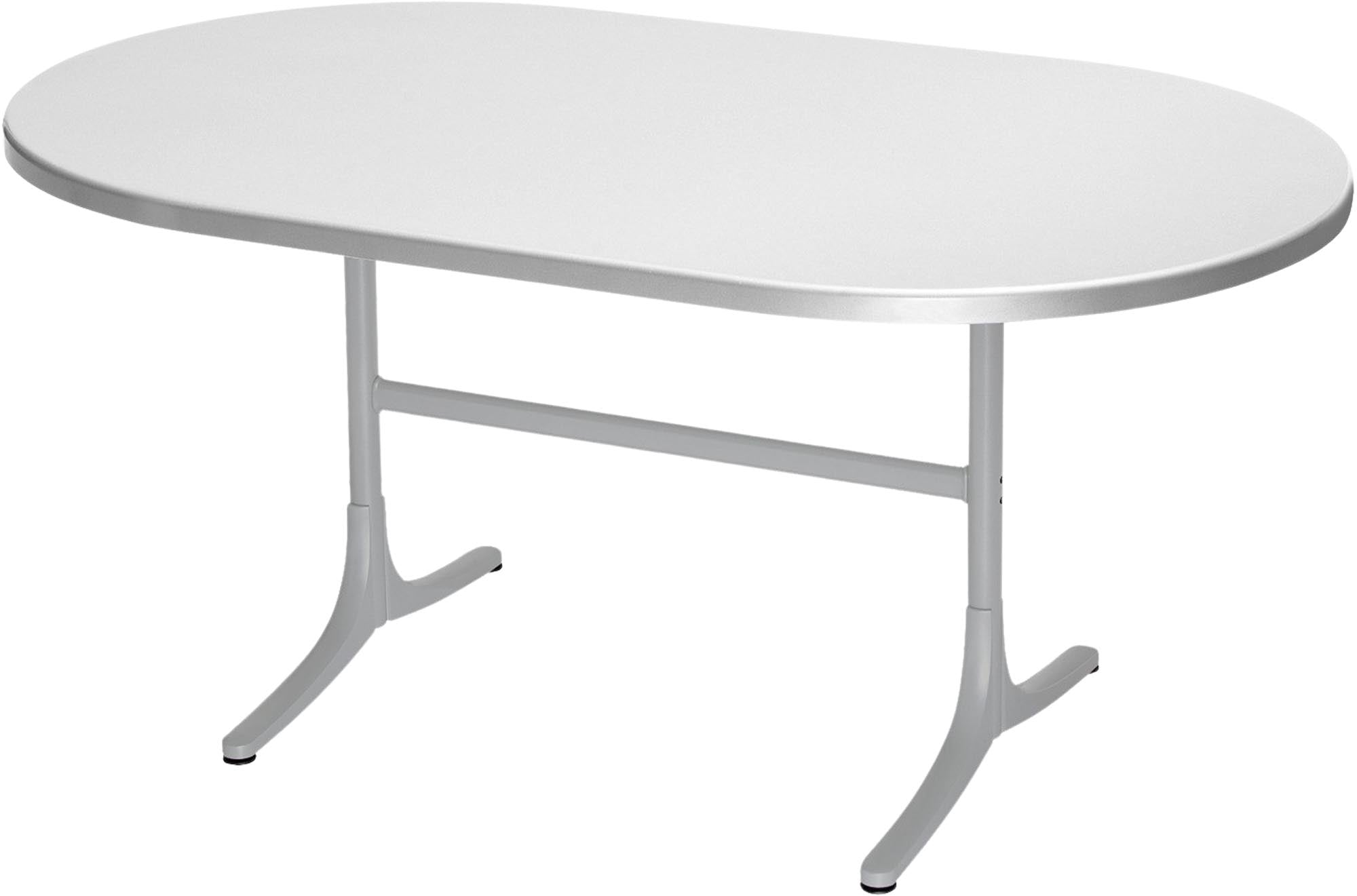 Moderner, ovaler Glasfaser-Gartentisch 160x95 cm, klappbar, wetterfest, langlebig und pflegeleicht. Schweizer Qualität für stilvolle Außenbereiche.