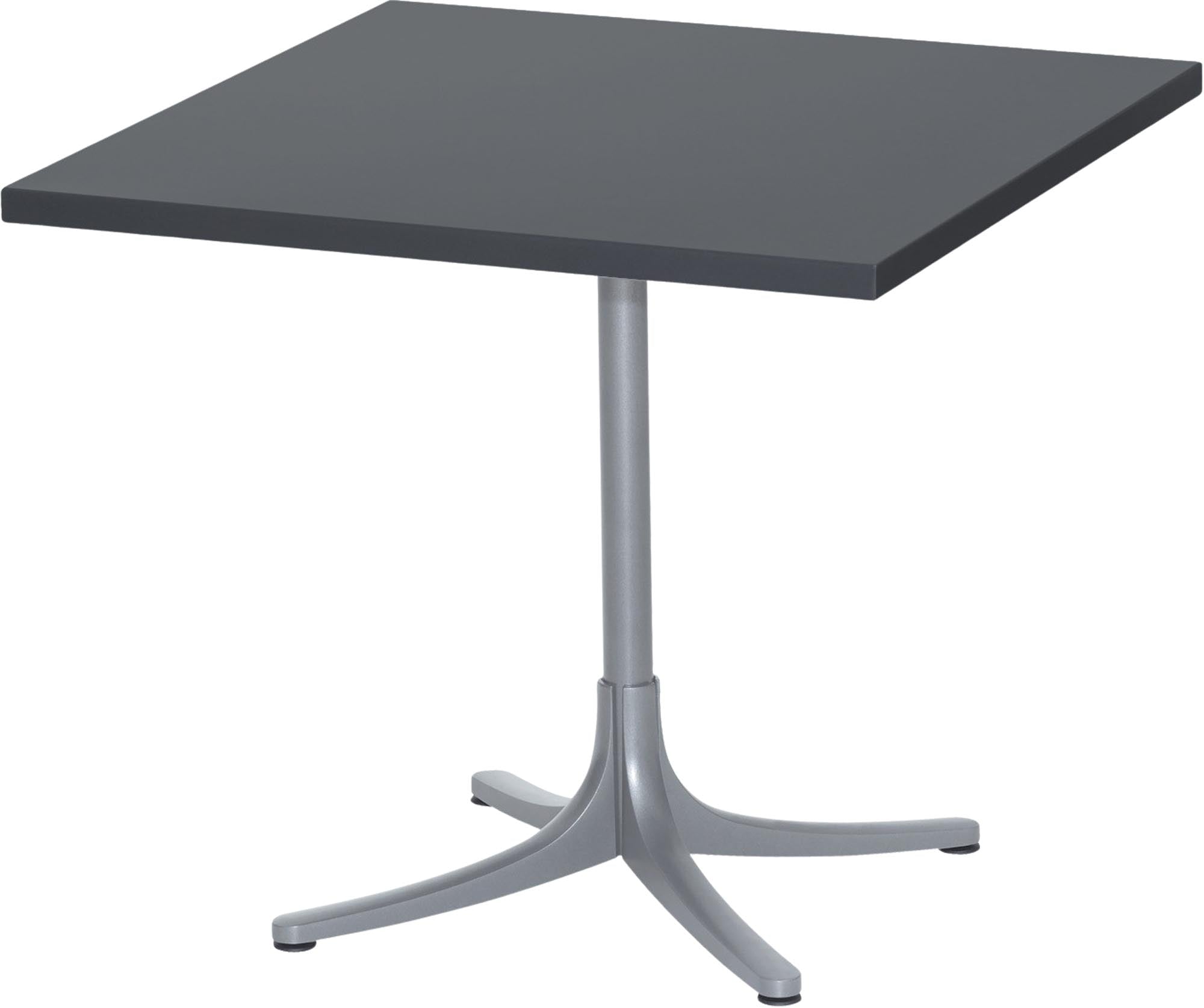 Robuster Metalltisch Arbon 80 x 80 von Schaffner: Langlebig, flexibel und ideal für jeden Raum. Perfekte Beinfreiheit und vielseitige Designs.