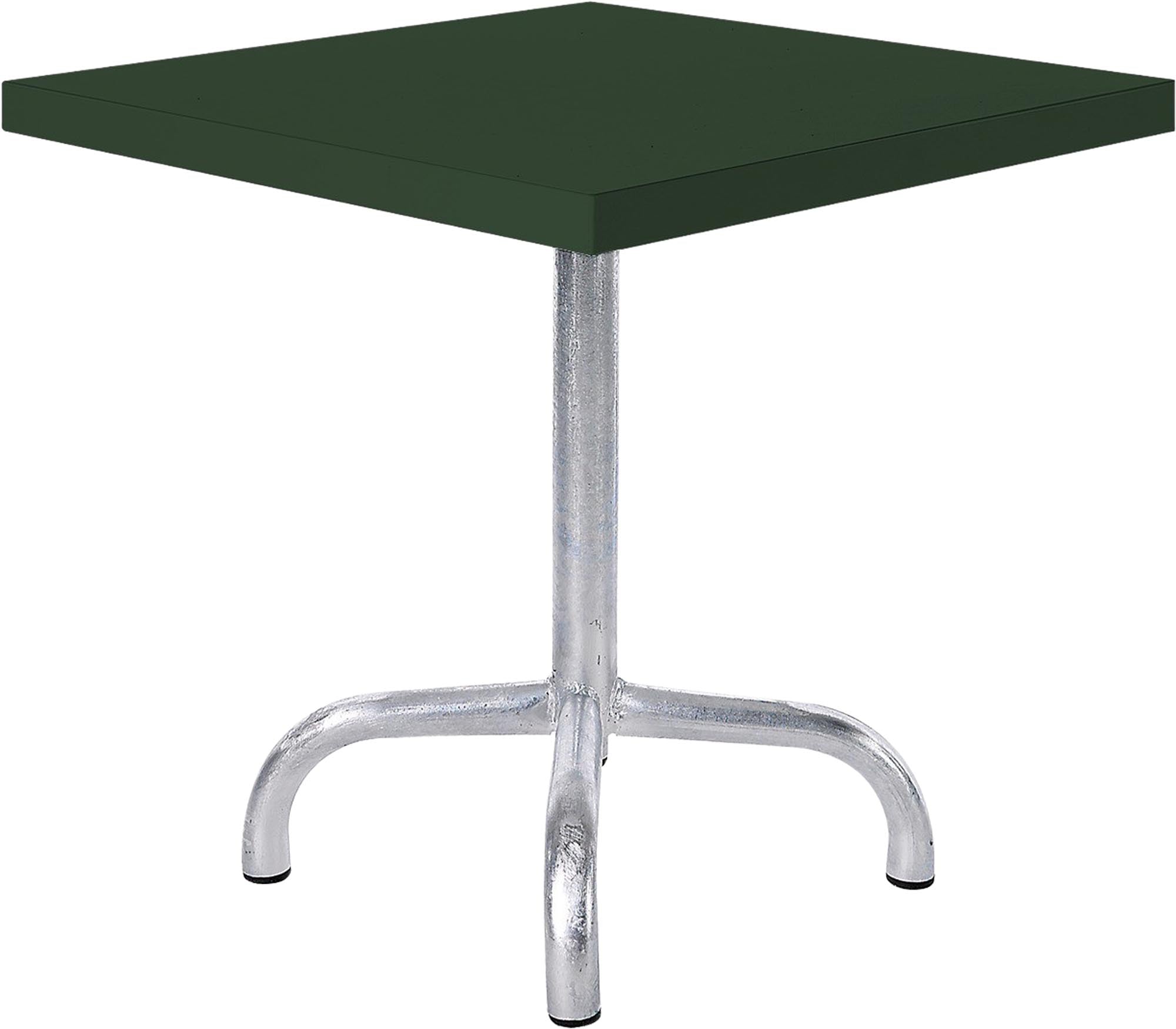 Robuster Säntis Metall-Beistelltisch 50x50 cm für den Außenbereich, wetterfest, pflegeleicht, stabil mit Bodenausgleich, ideal für Garten, Balkon und Terrasse.