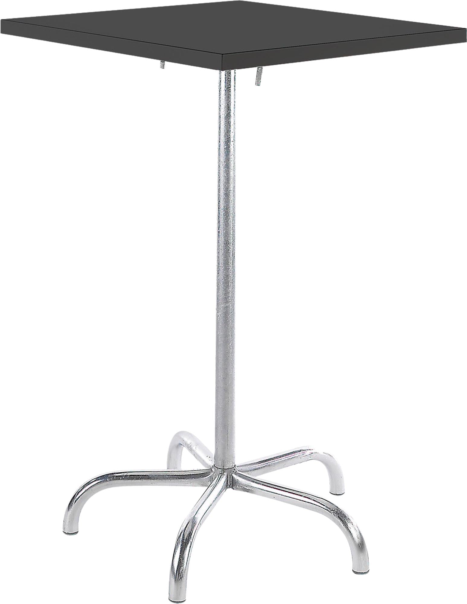 Robuster, wetterfester Säntis Metall-Stehtisch Outdoor 80x80/110 von Schaffner, klappbar, langlebig und vielseitig – perfekt für elegante Garten- und Außenbereiche.