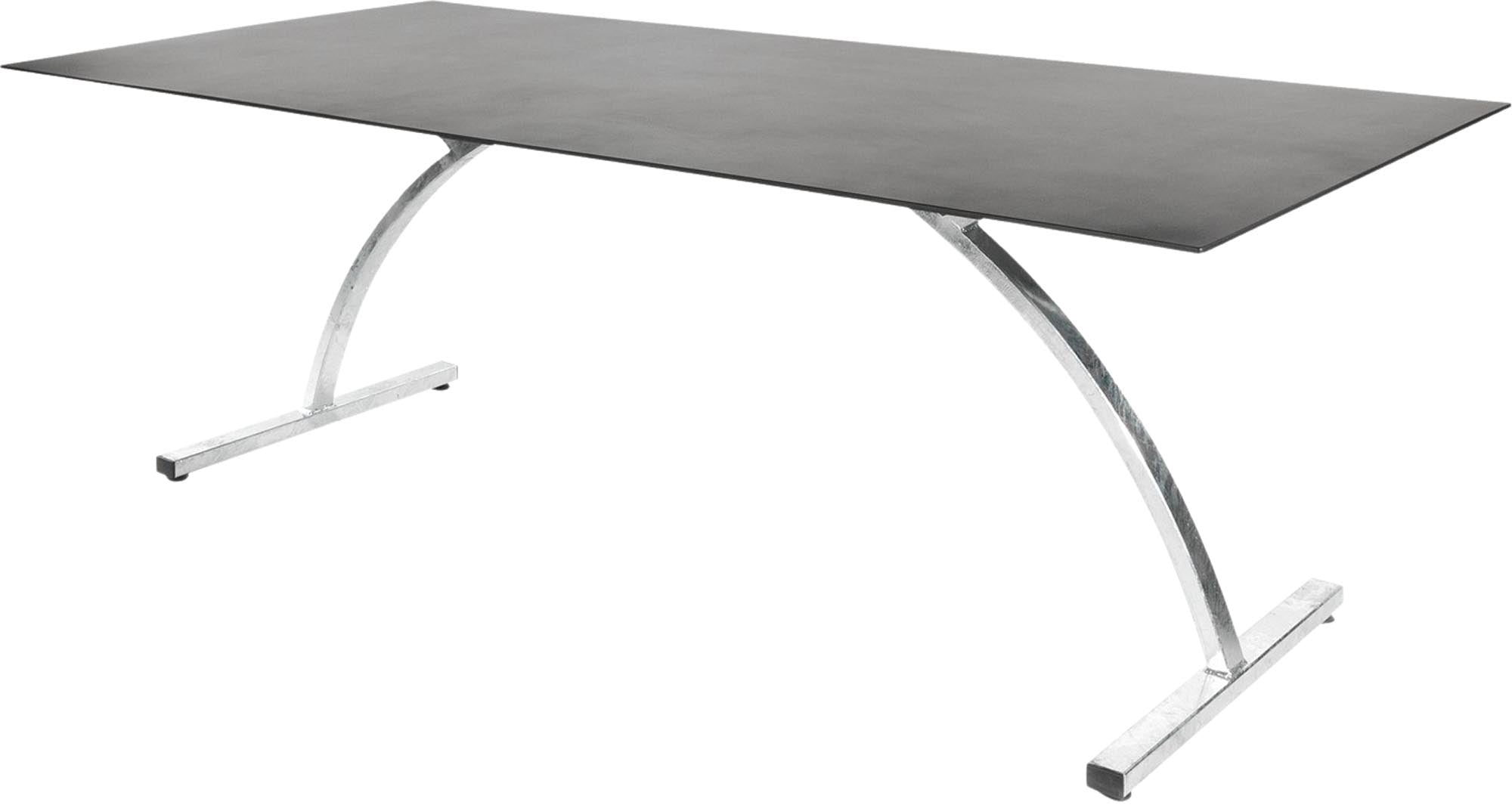 Bernardino Gartentisch aus Glasfaser 220x100 klappbar in Alusilber präsentiert im Onlineshop von KAQTU Design AG. Gartentisch ist von Schaffner