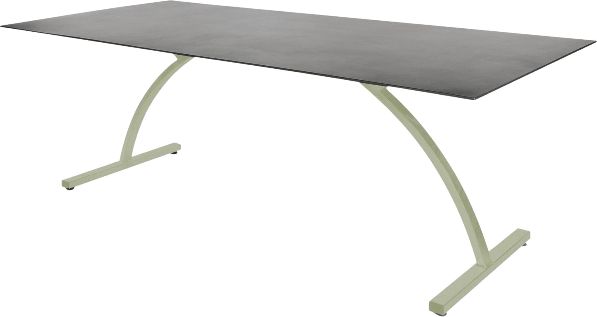 Bernardino Gartentisch aus Glasfaser 220x100 klappbar in Alusilber präsentiert im Onlineshop von KAQTU Design AG. Gartentisch ist von Schaffner
