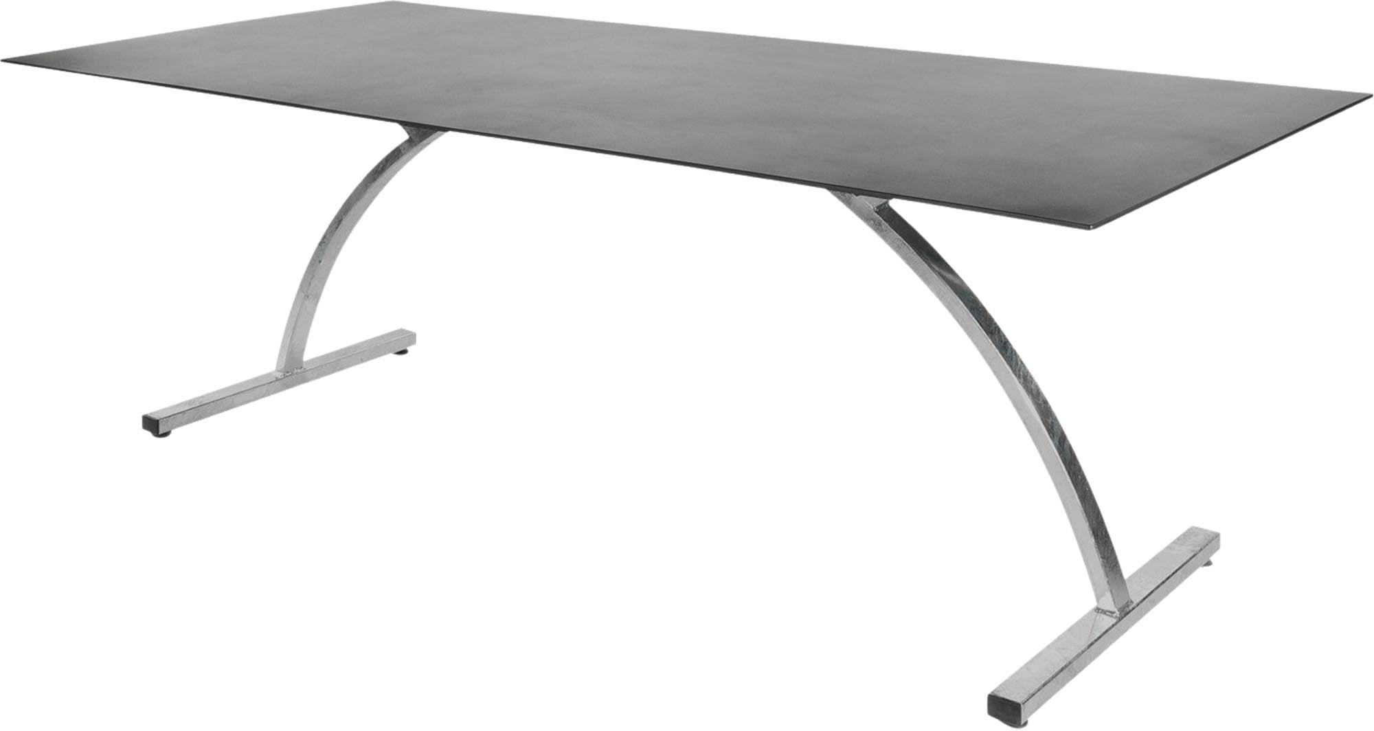 Eleganter Gartentisch aus Fiberglas, 2,20m lang, wetterfest, zeitloses Design, ideal für gesellige Runden im Freien.