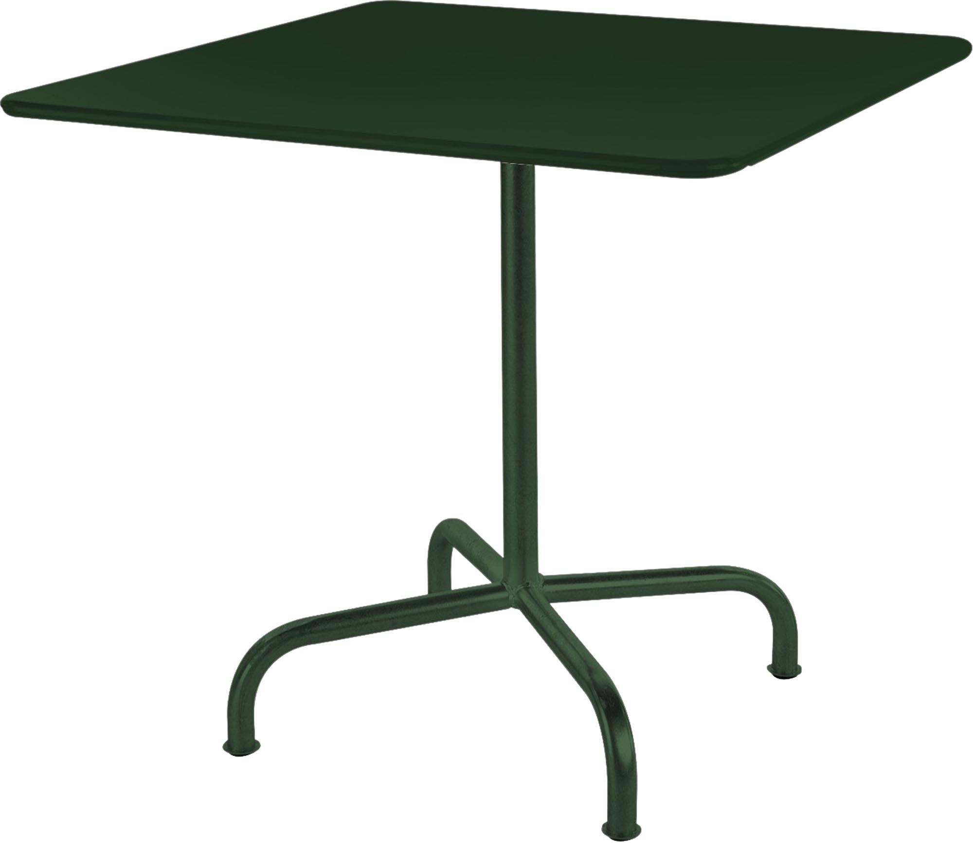Robuster, klappbarer Rigi Metall-Gartentisch 80x80 cm aus wetterfestem Stahl, Schweizer Design, ideal für Garten, Balkon oder Terrasse, platzsparend und langlebig.
