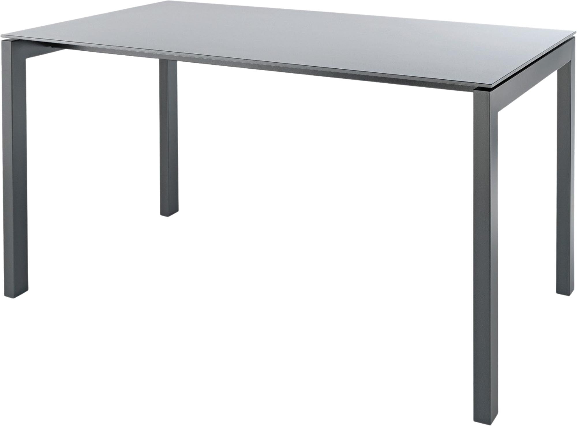 Moderner Luzern Glasfaser-Gartentisch 140x80 von Schaffner, wetterfest, flexibel ausziehbar und abklappbar, langlebig, in verschiedenen Farben für stilvolle Outdoor-Bereiche.