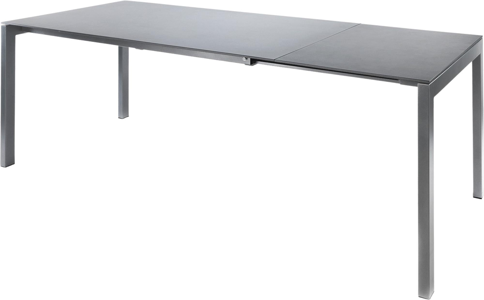 Luzern Glasfaser-Gartentisch 160/220x90 ausziehbar in Alusilber präsentiert im Onlineshop von KAQTU Design AG. Gartentisch ist von Schaffner