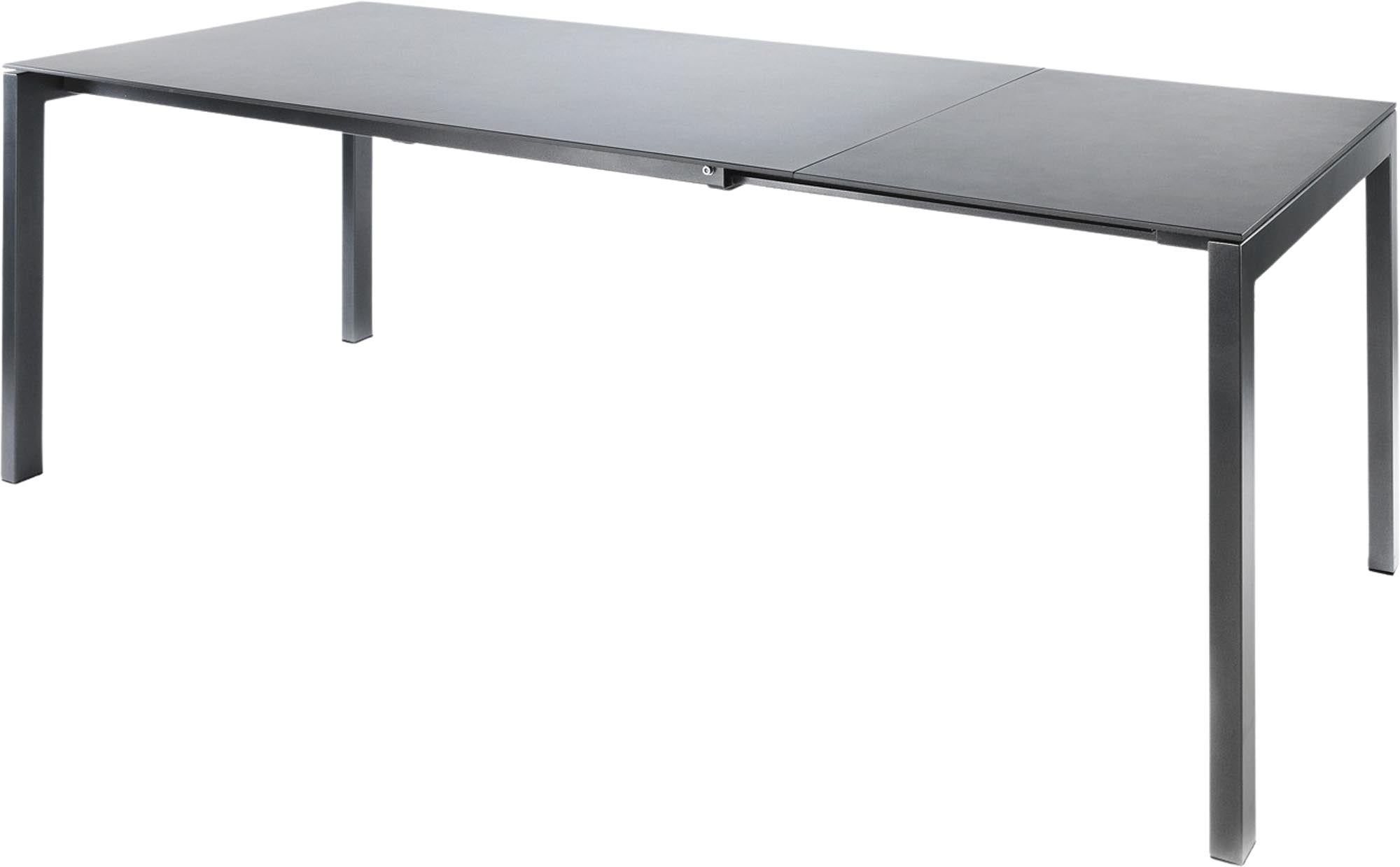 Luzern Glasfaser-Gartentisch 160/220x90 ausziehbar in Alusilber präsentiert im Onlineshop von KAQTU Design AG. Gartentisch ist von Schaffner