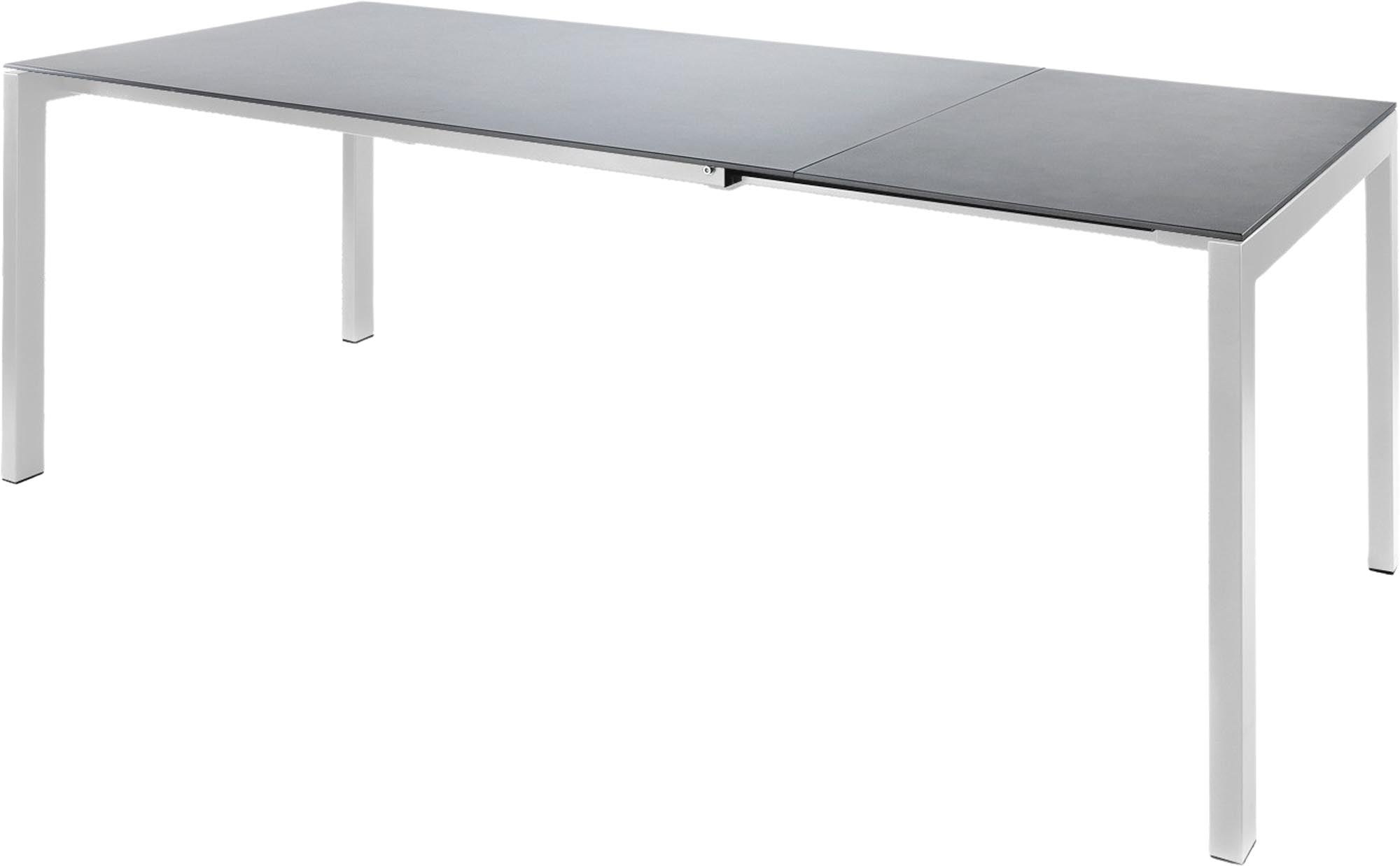 Luzern Glasfaser-Gartentisch 160/220x90 ausziehbar in Alusilber präsentiert im Onlineshop von KAQTU Design AG. Gartentisch ist von Schaffner