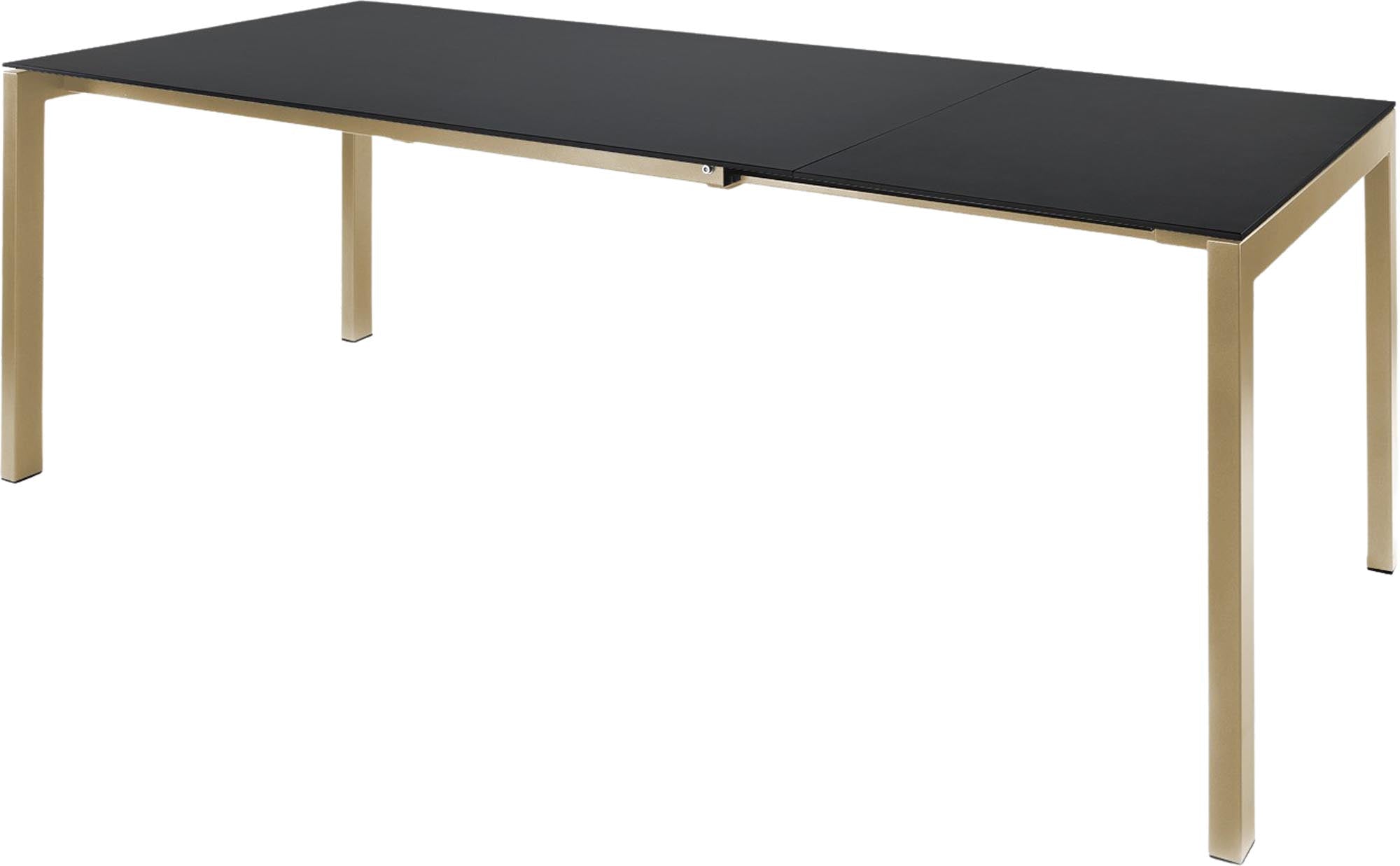 Moderner ausziehbarer Gartentisch Luzern aus Glasfaser, 140/200x80 cm, ideal für stilvolle Outdoor-Bereiche, wetterbeständig und langlebig.