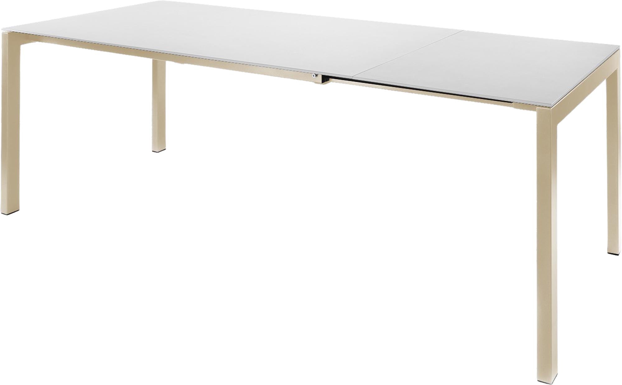 Luzern Glasfaser-Gartentisch 140/200x80 cm, ausziehbar, wetterfest, langlebig, elegantes Design, pflegeleicht, ideal für Garten, Balkon oder Terrasse.