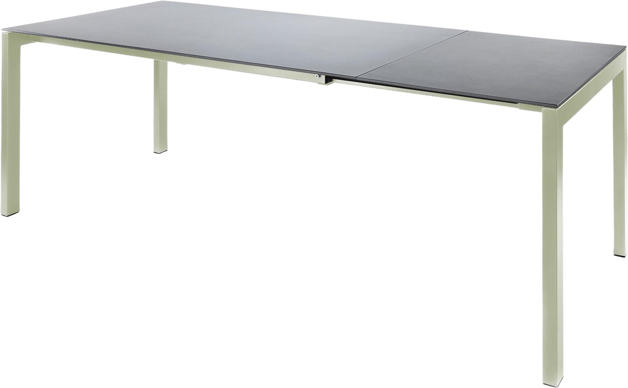 Luzern Glasfaser-Gartentisch 160/220x100 ausziehbar in Alusilber präsentiert im Onlineshop von KAQTU Design AG. Gartentisch ist von Schaffner