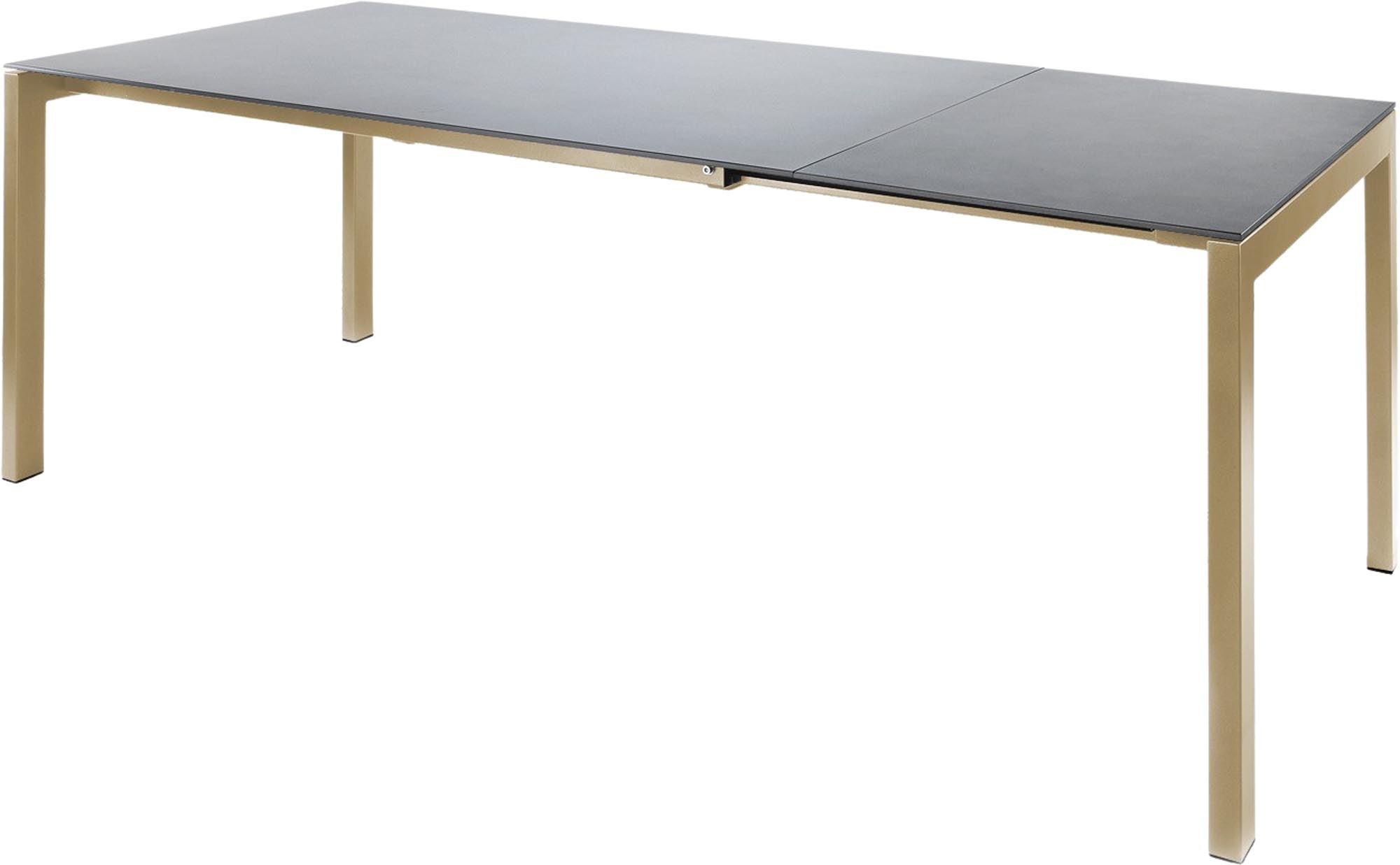 Luzern Glasfaser-Gartentisch 160/220x100 ausziehbar in Alusilber präsentiert im Onlineshop von KAQTU Design AG. Gartentisch ist von Schaffner