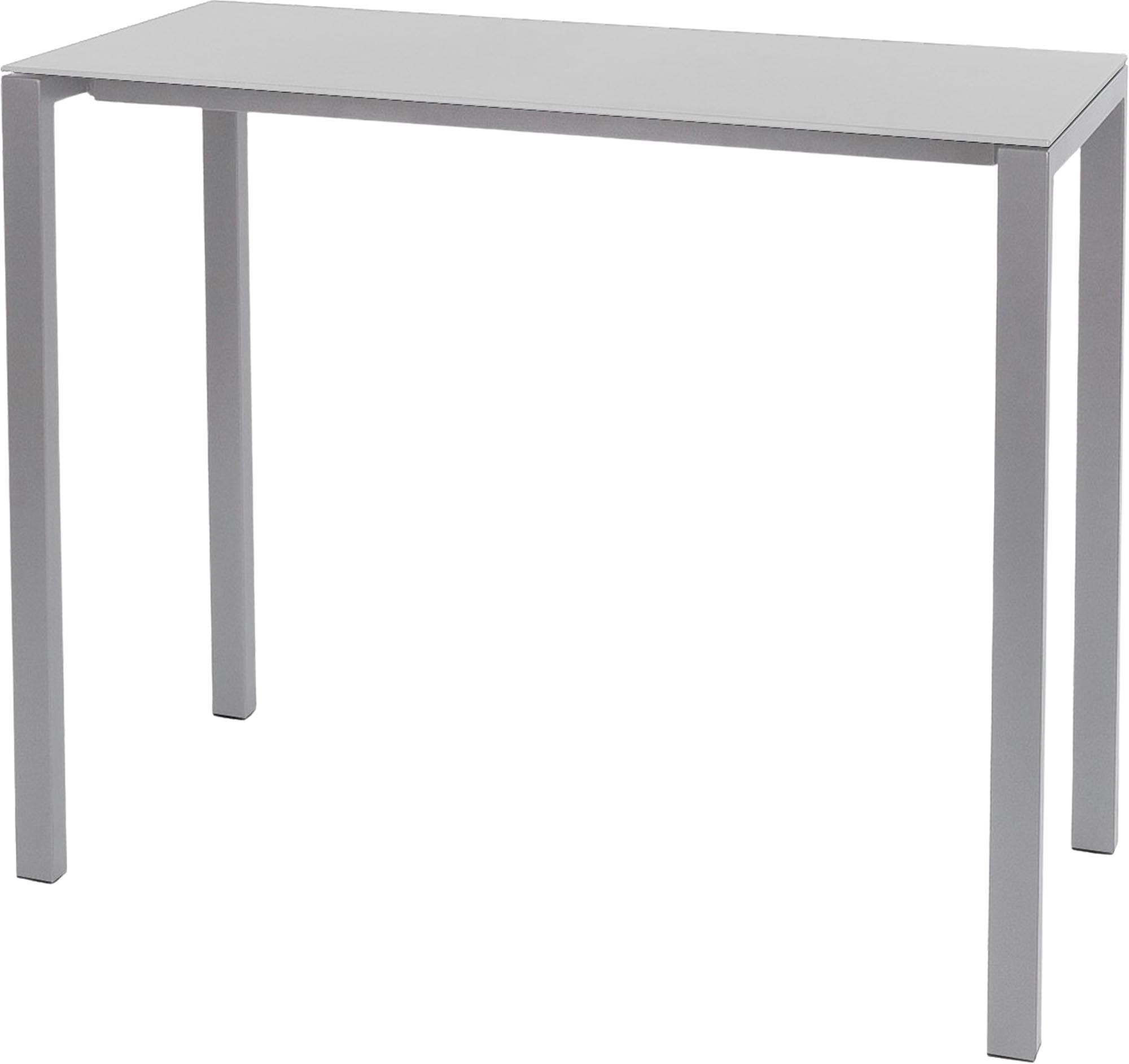 Eleganter, wetterfester Glasfaser-Stehtisch 140x60 aus Schweizer Produktion, langlebig, hitzebeständig und pflegeleicht – ideal für Garten, Terrasse und Outdoor.