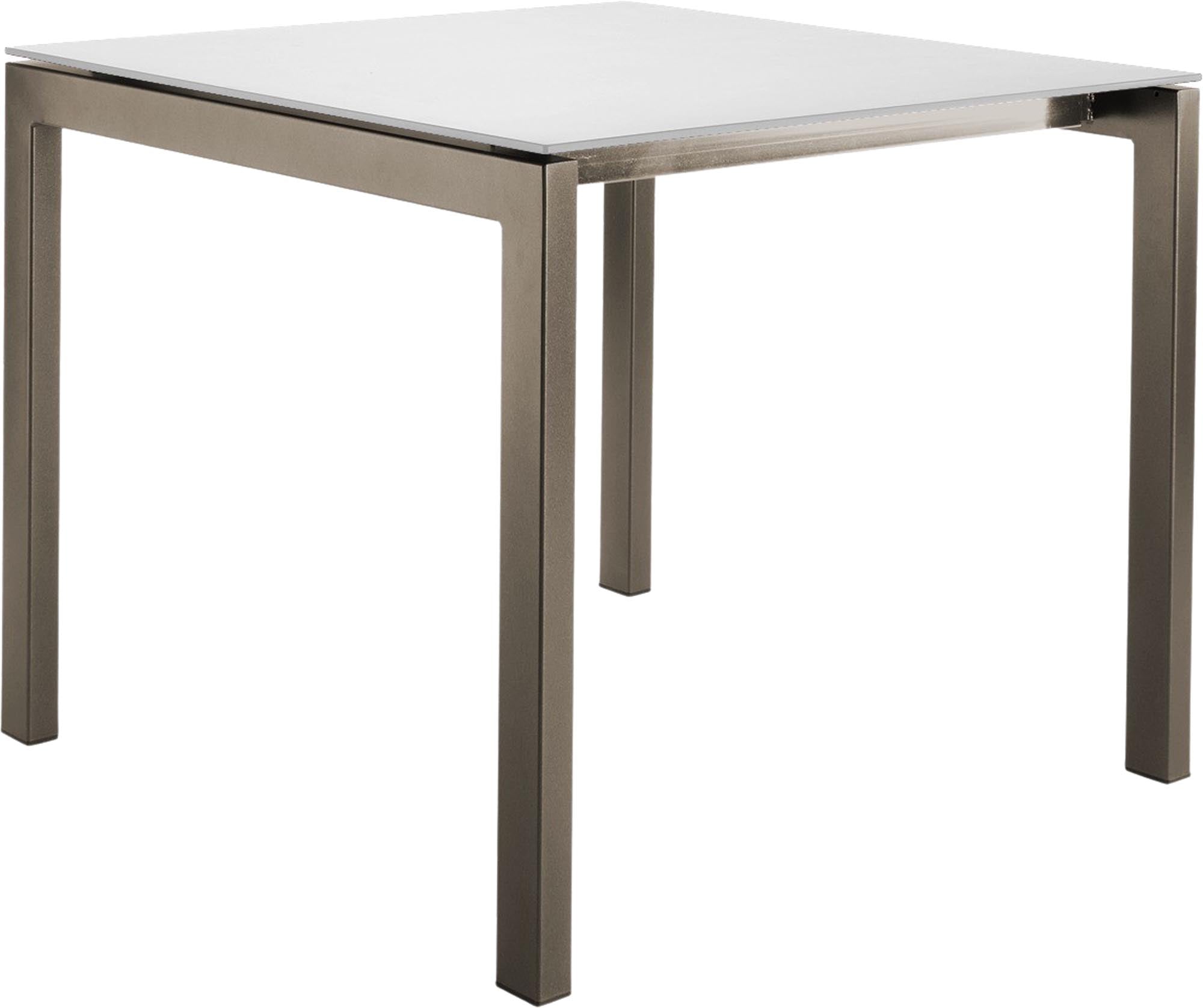 Moderner Luzern Glasfaser-Gartentisch 80x80 von Schaffner, wetterfest, abklappbar, UV-beständig, langlebig und stilvoll – ideal für Garten, Balkon und Terrasse.