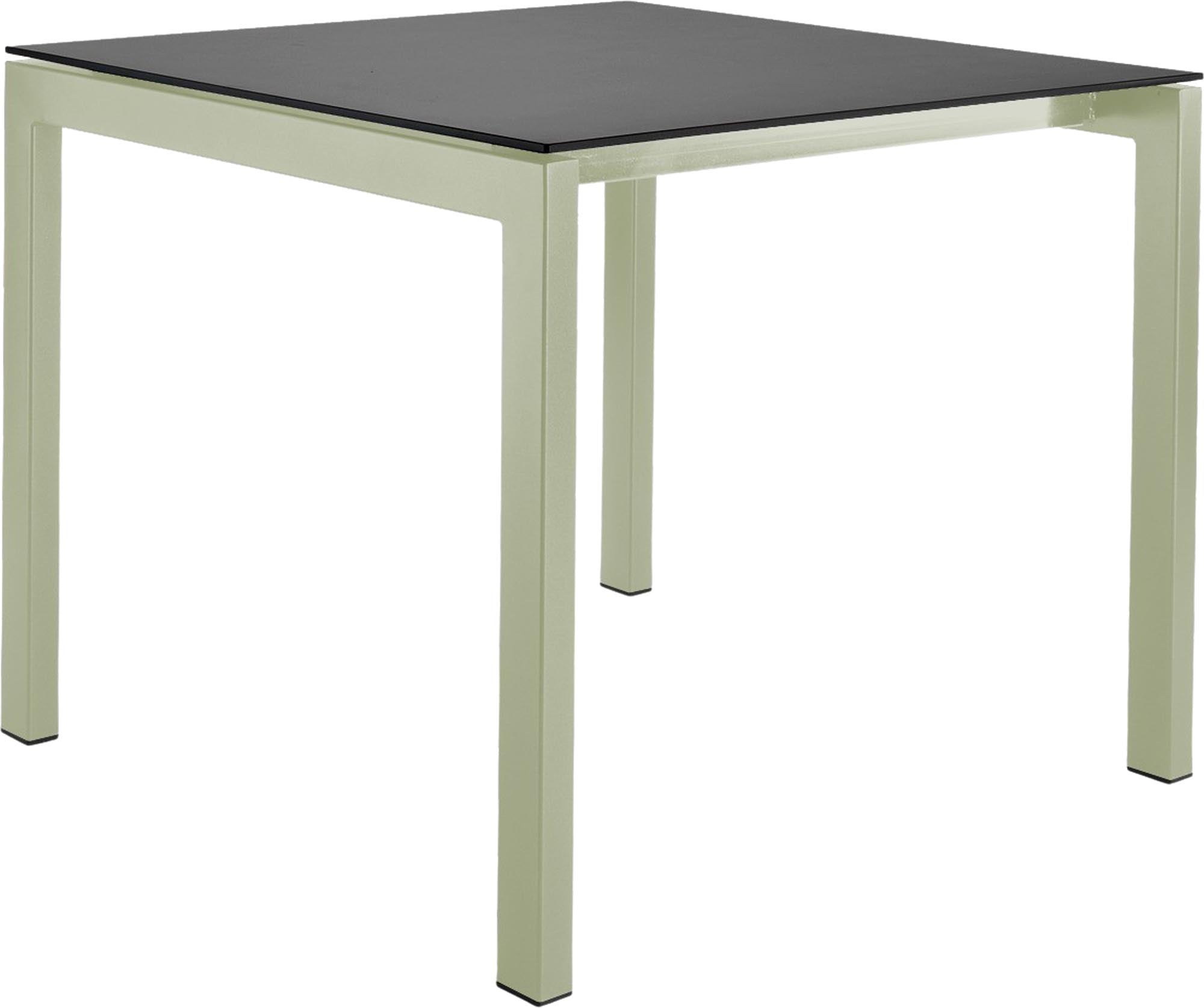 Moderner Luzern Glasfaser-Gartentisch 90x90cm von Schaffner: wetterfest, abklappbar, ausziehbar, langlebig, nachhaltige Schweizer Qualität, stilvolles Outdoor-Möbel.
