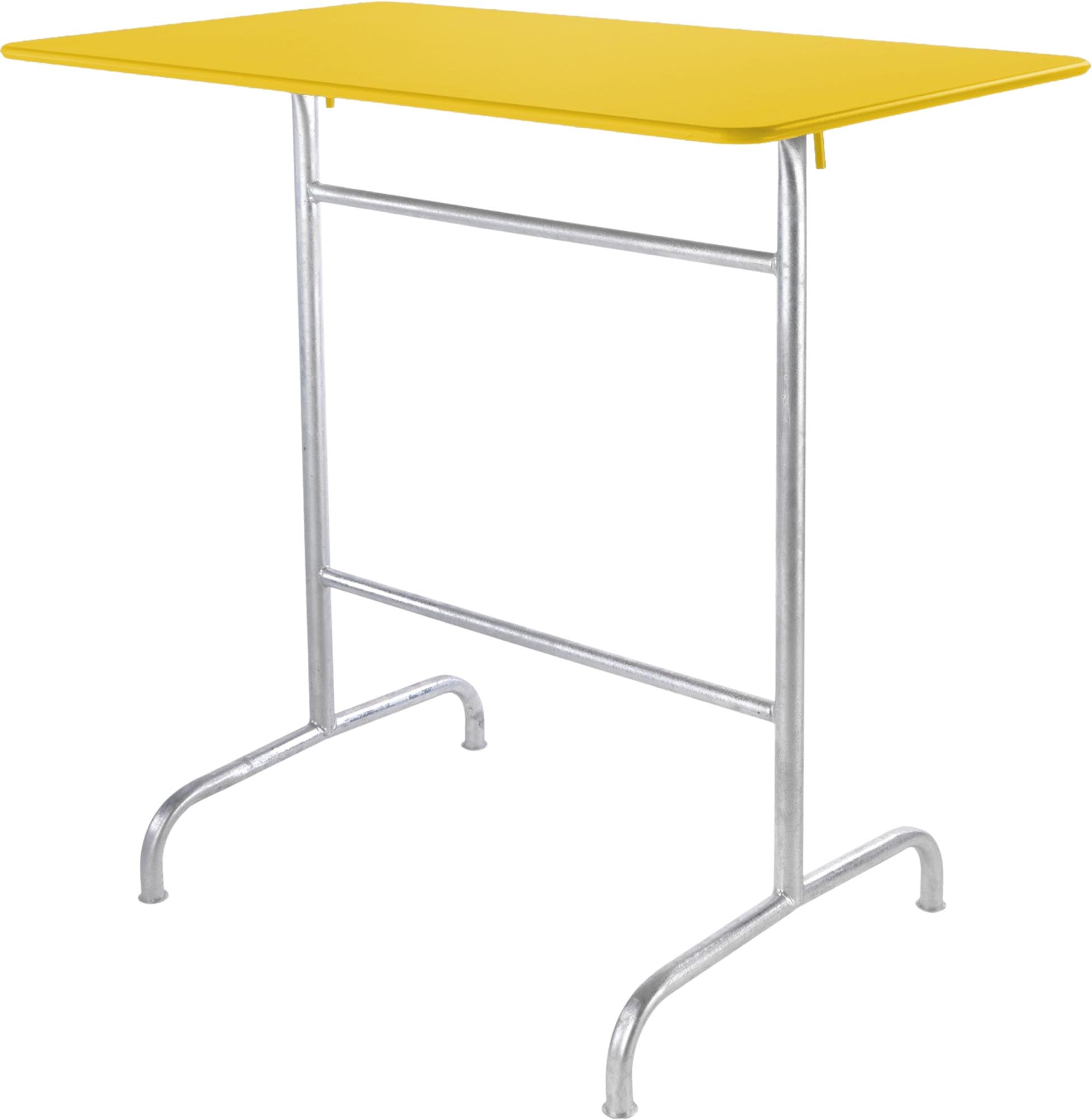 Robuster, wetterfester Rigi Metall-Stehtisch 120x70 / 110 klappbar aus Schweizer Stahl, ideal für Garten, Terrasse und Outdoor-Veranstaltungen.