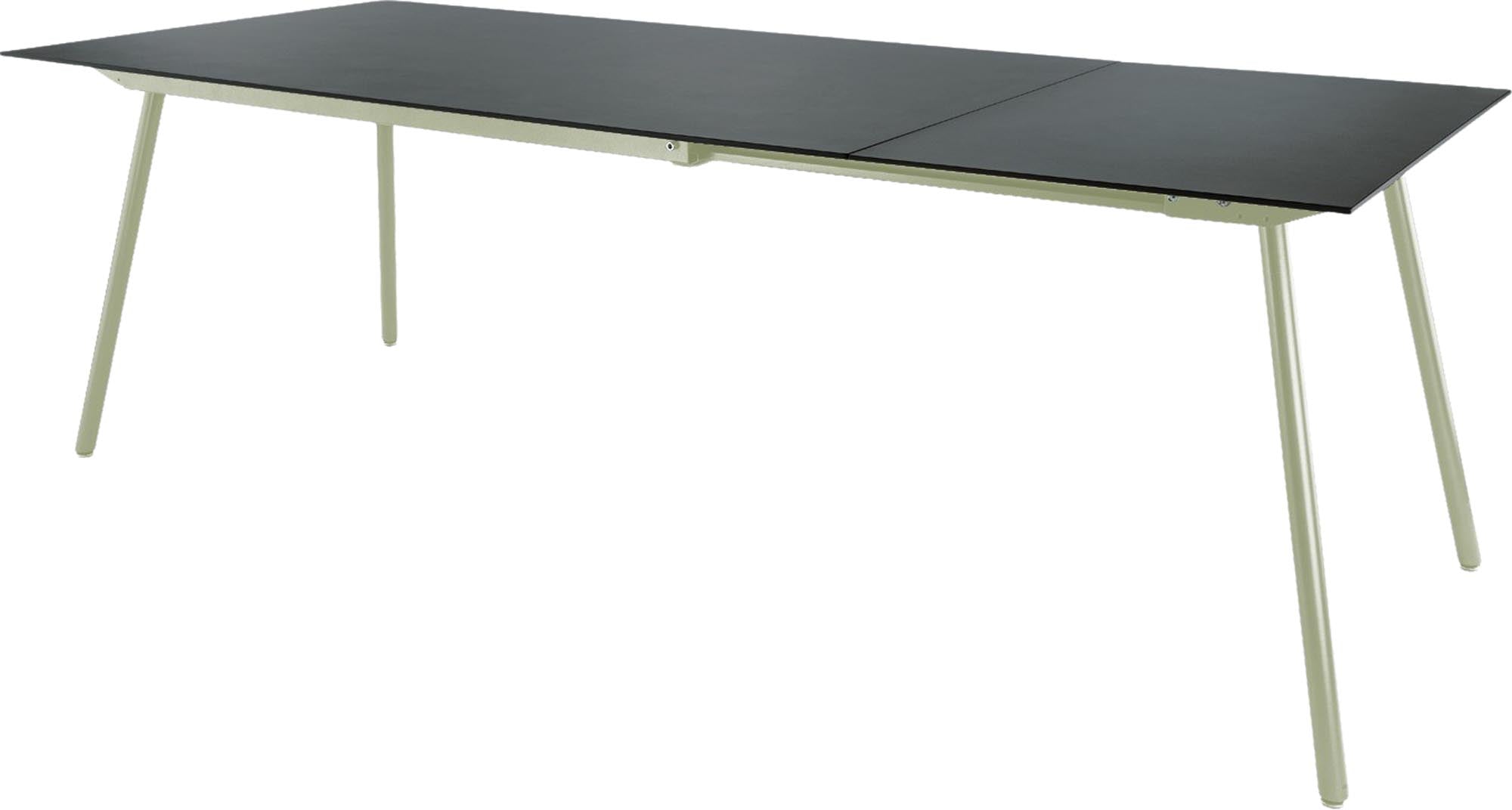 Eleganter Gartentisch aus Glasfaser, ausziehbar von 160 auf 220 cm, ideal für gesellige Runden und stilvolle Outdoor-Events.