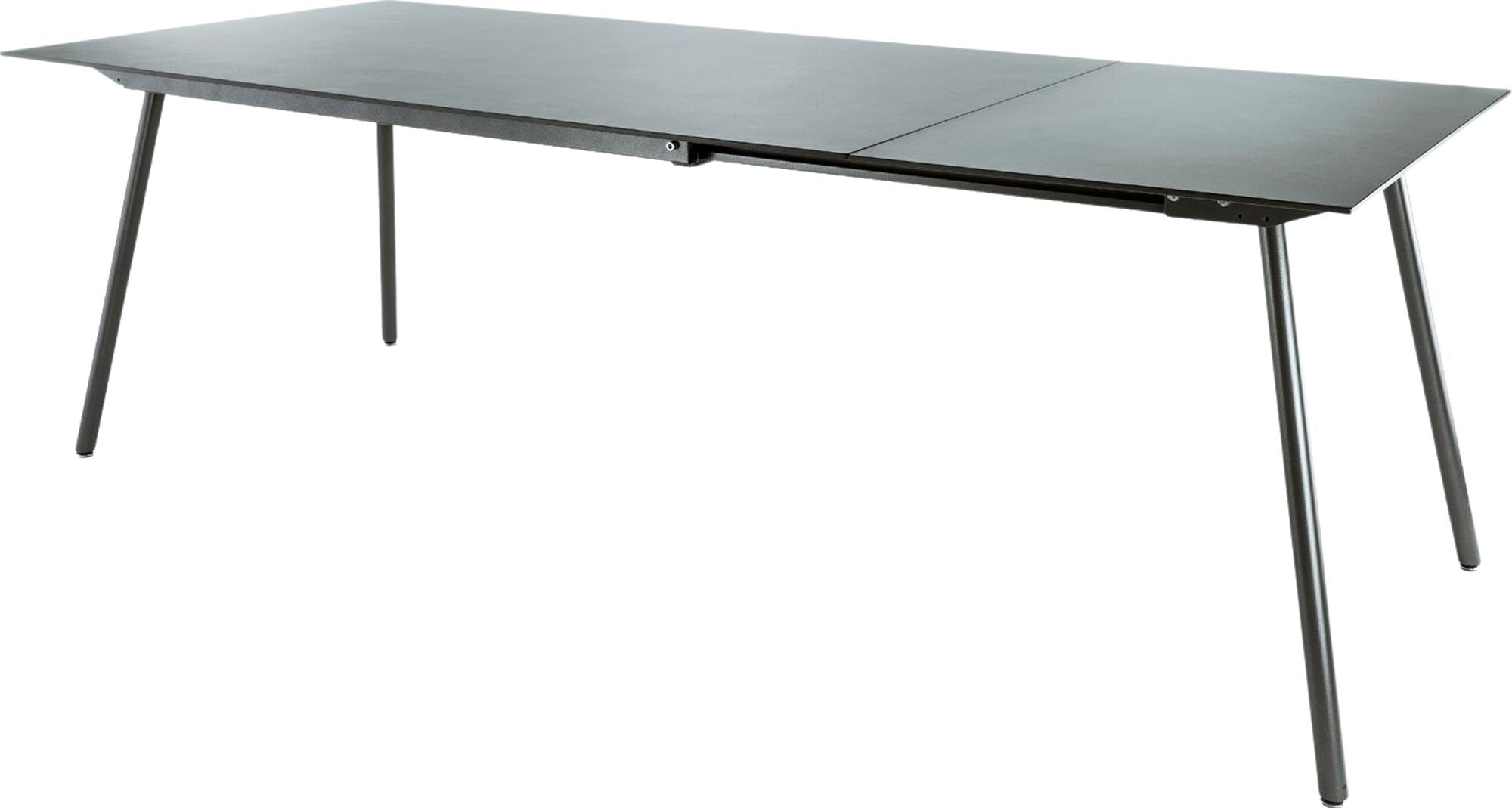 Locarno Glasfaser-Gartentisch 160/220x90 ausziehbar in Alusilber präsentiert im Onlineshop von KAQTU Design AG. Gartentisch ist von Schaffner