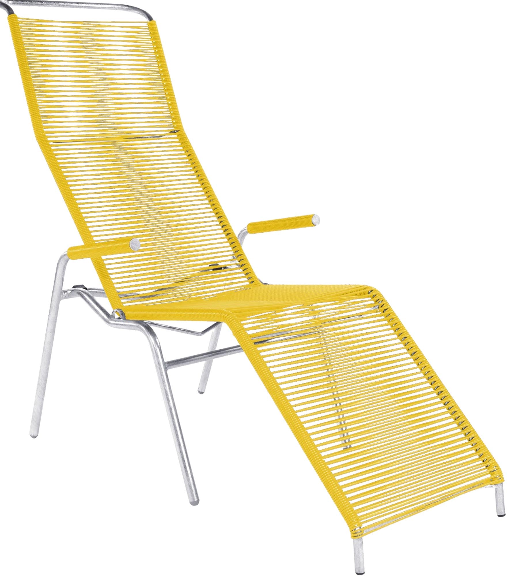 Eleganter Säntis Spaghetti Liegestuhl von Schaffner, wetterfest, robust und bequem. Ideal für Garten, Terrasse oder Balkon – Schweizer Qualität.