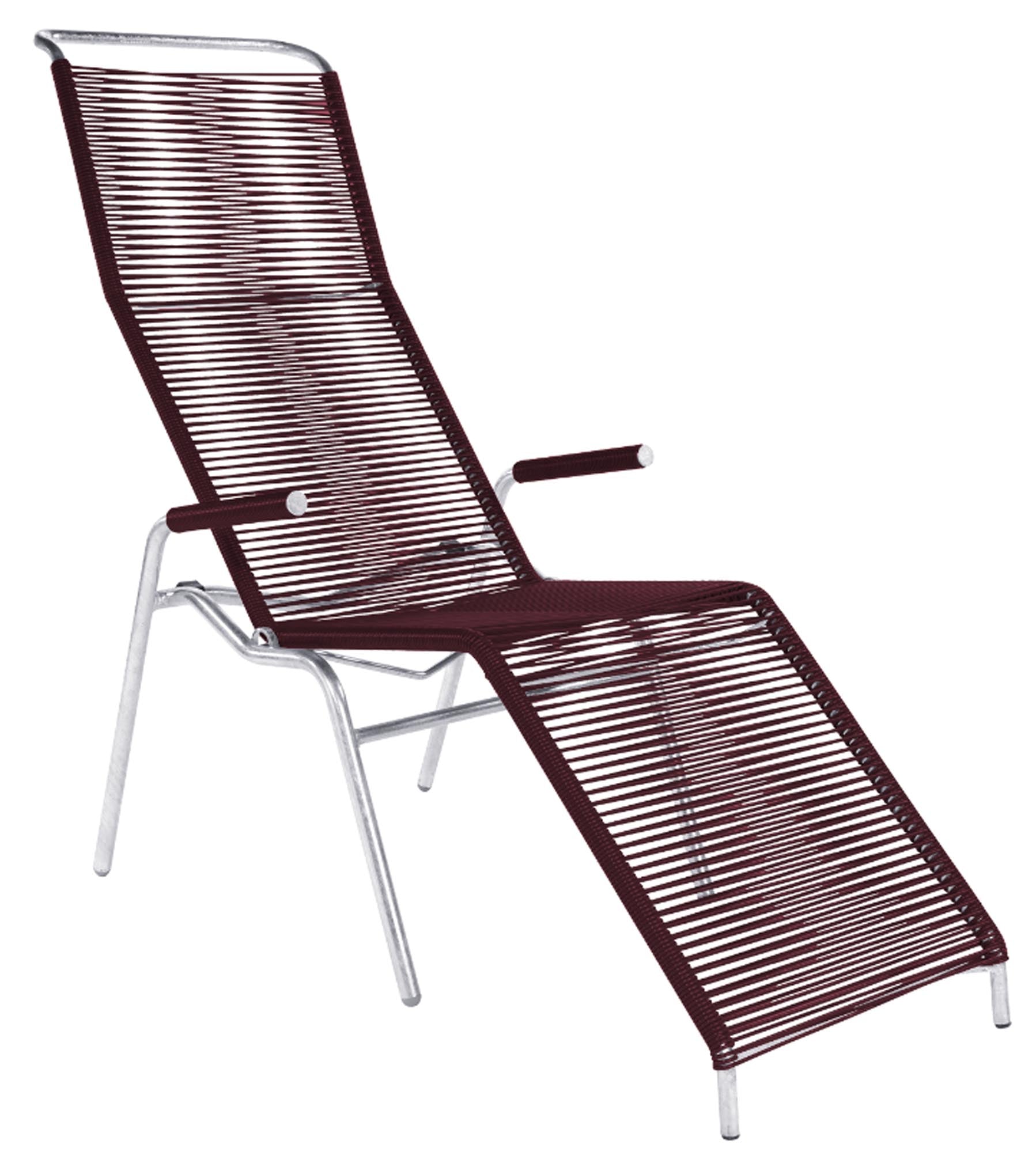 Hochwertiger Säntis Spaghetti Liegestuhl von Schaffner, wetterfest, langlebig und stilvoll. Perfekt für Garten, Terrasse und Balkon. Made in Switzerland.