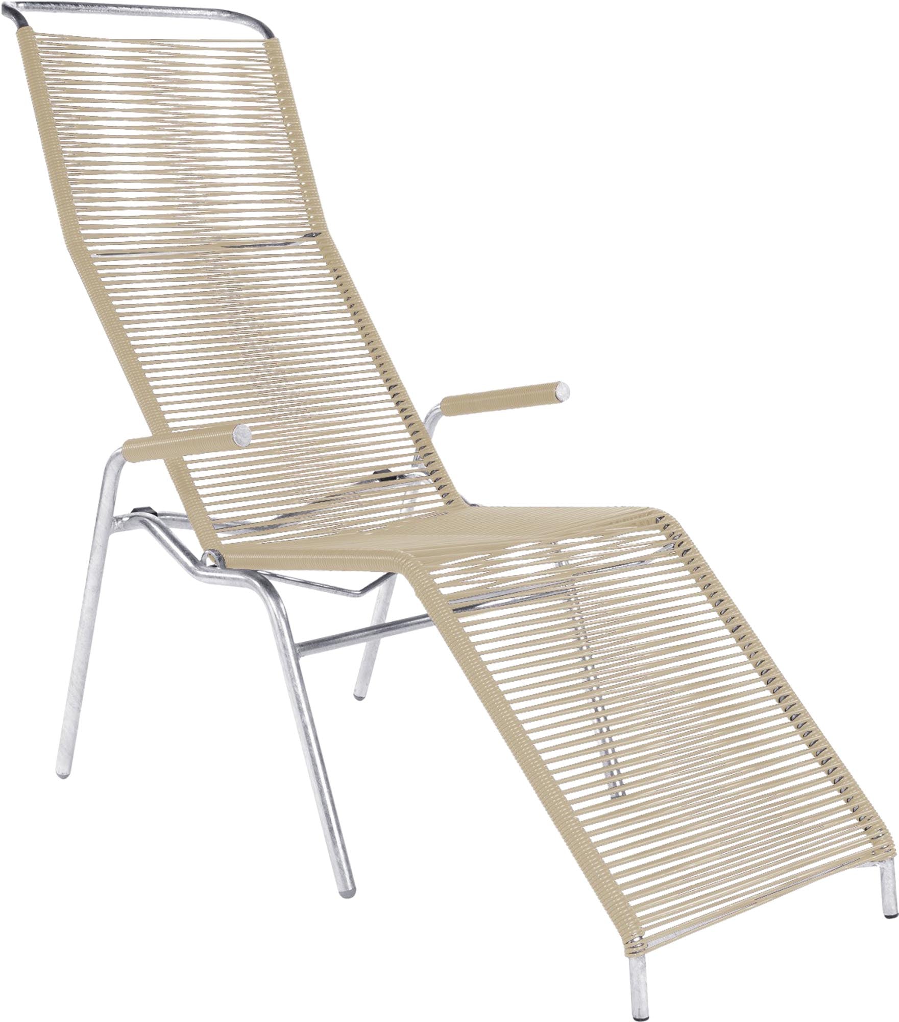 Eleganter Säntis Spaghetti Liegestuhl von Schaffner, wetterfest & langlebig, perfekt für Garten, Terrasse oder Balkon. Schweizer Qualität, stilvoll & bequem.