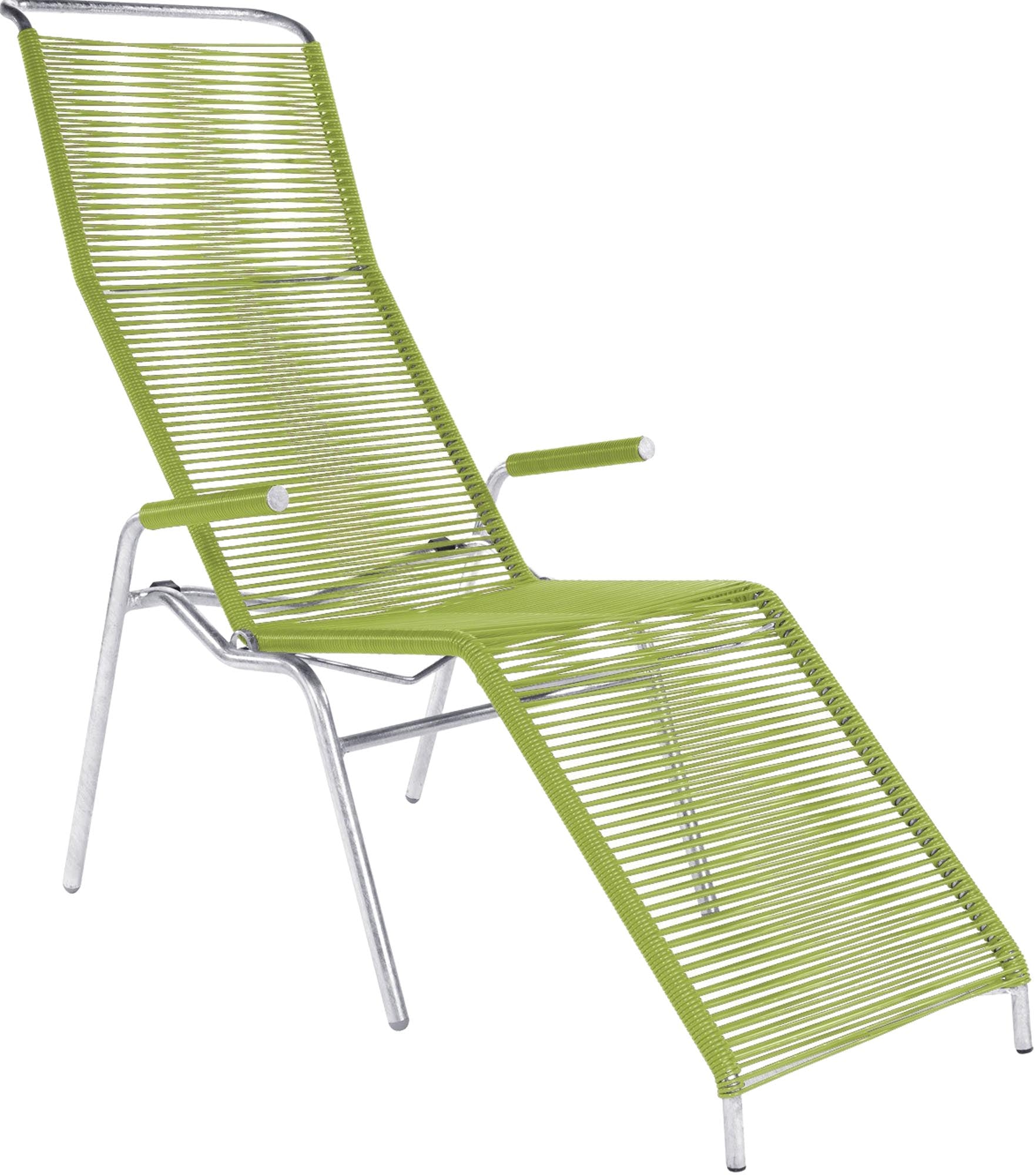 Eleganter Säntis Spaghetti Liegestuhl von Schaffner, ideal für entspannte Stunden im Freien. Robust und wetterbeständig für jeden Einsatz.