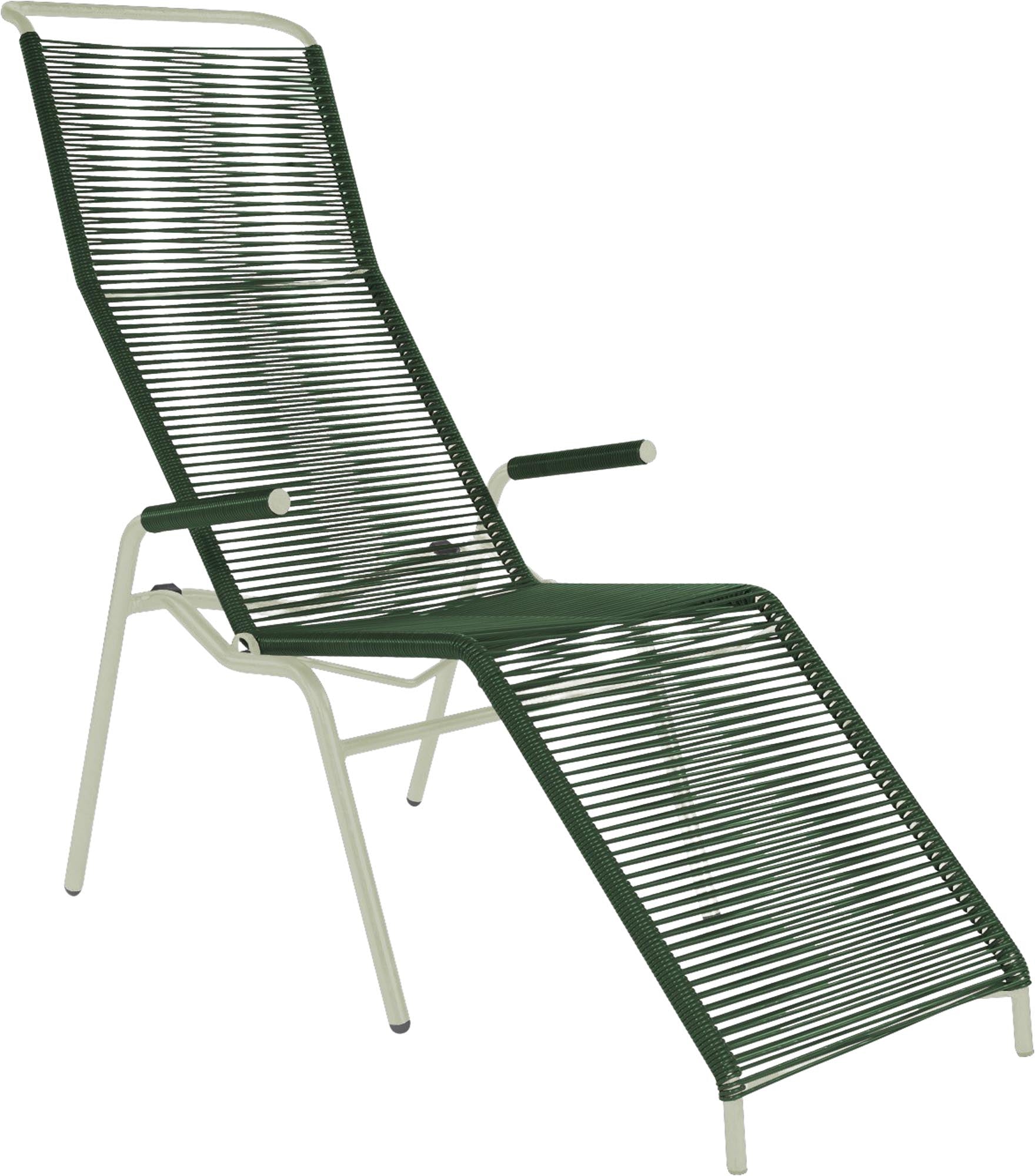 Hochwertiger Säntis Spaghetti Liegestuhl von Schaffner, wetterfest, langlebig und stilvoll. Perfekt für Garten, Balkon oder Terrasse. Schweizer Qualität.