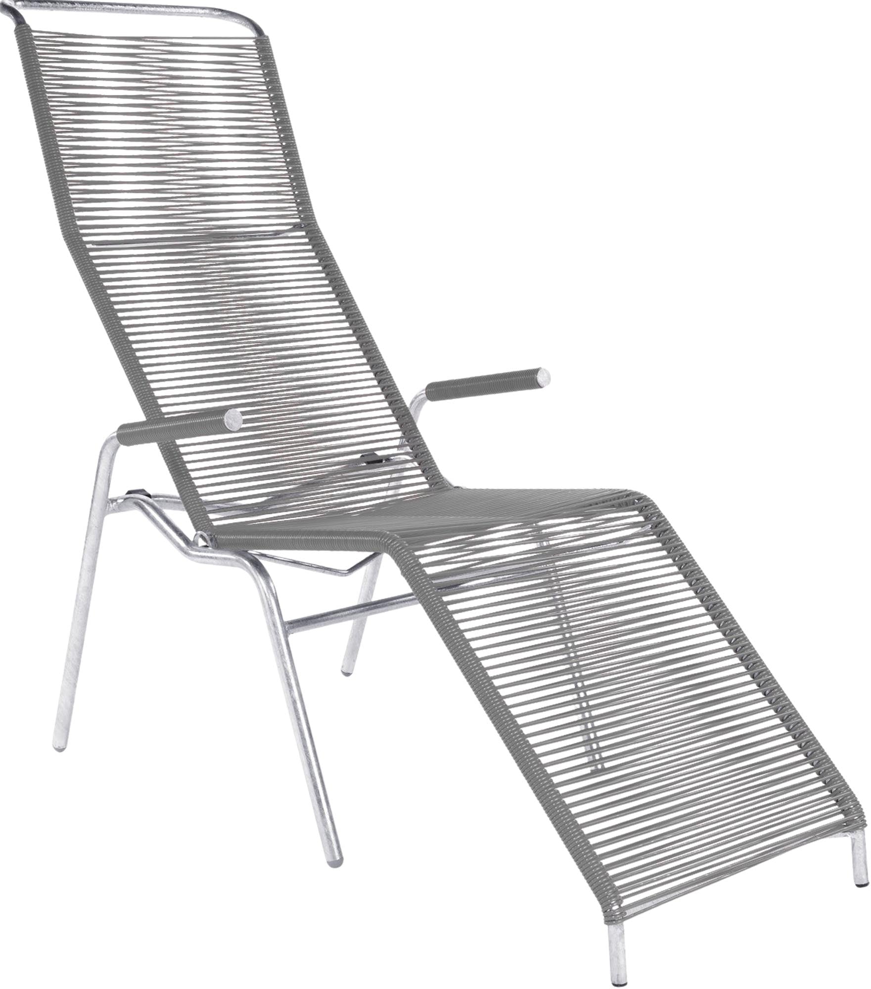 Säntis Spaghetti Liegestuhl in Alusilber präsentiert im Onlineshop von KAQTU Design AG. Liegestuhl ist von Schaffner