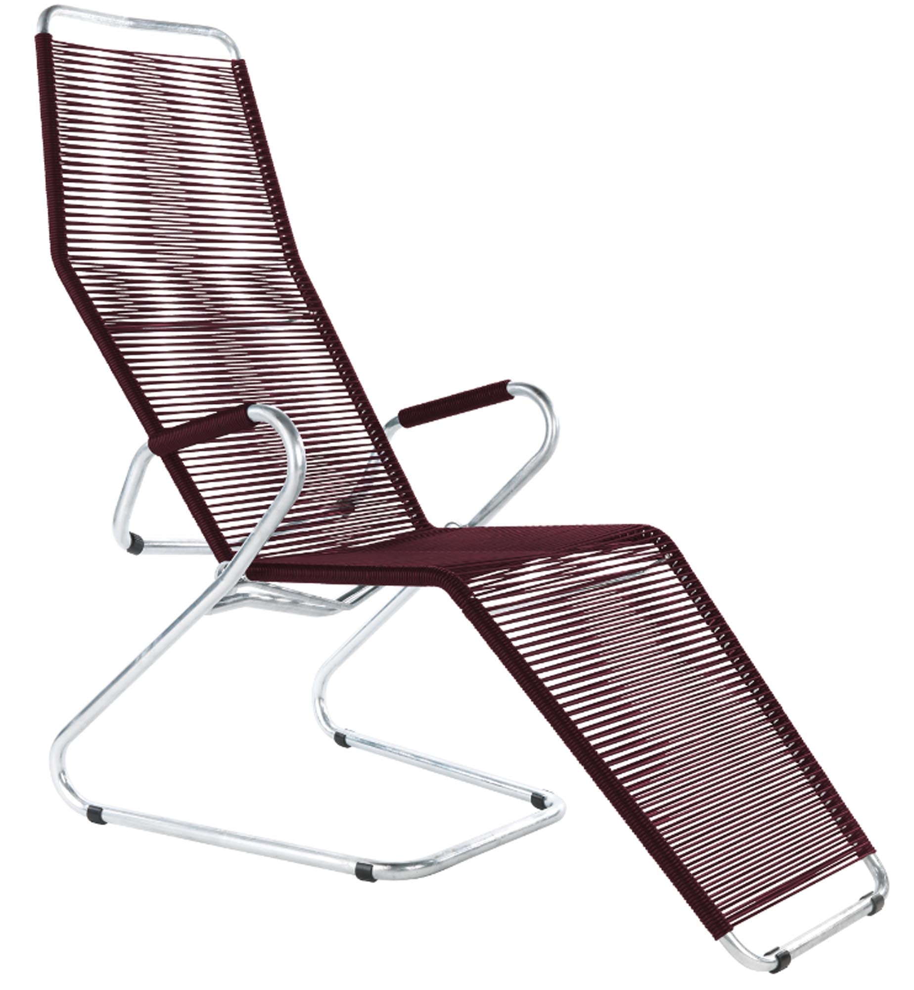 Eleganter Liegestuhl Locarno Spaghetti von Schaffner, ideal für entspannte Stunden im Freien, kombiniert modernes Design mit hohem Sitzkomfort.