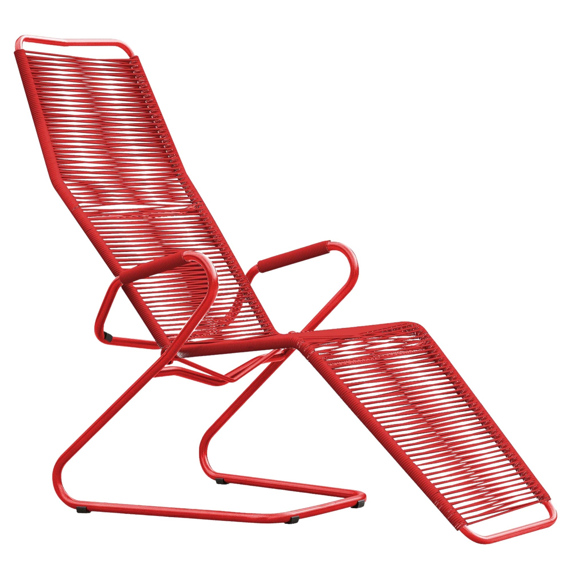 Locarno Spaghetti Liegestuhl in Rot präsentiert im Onlineshop von KAQTU Design AG. Liegestuhl ist von Schaffner