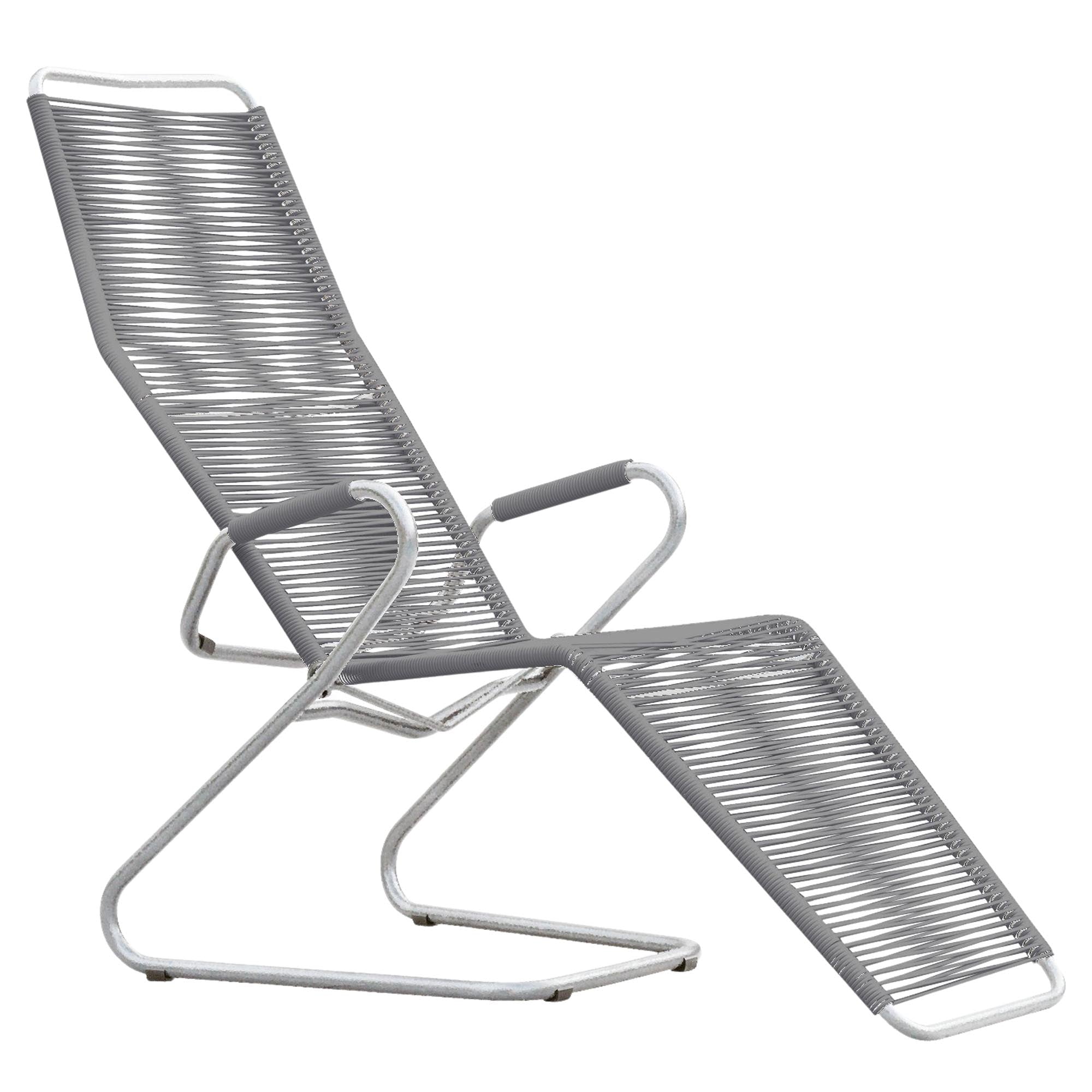 Locarno Spaghetti Liegestuhl in Alusilber präsentiert im Onlineshop von KAQTU Design AG. Liegestuhl ist von Schaffner