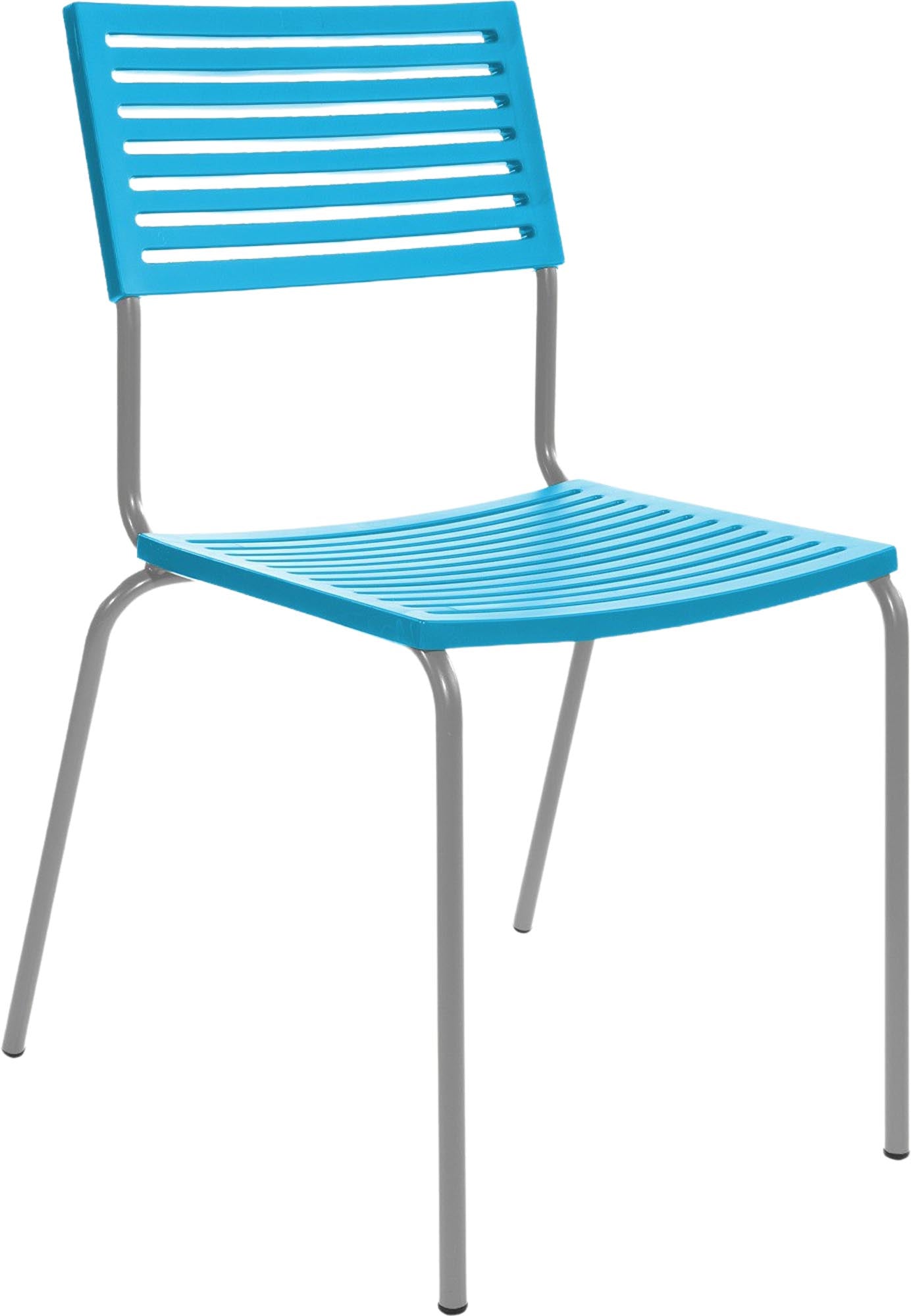 Bodensee Lamello-Gartenstuhl ohne Armlehne in Türkis / Alusilber präsentiert im Onlineshop von KAQTU Design AG. Gartenstuhl ist von Schaffner