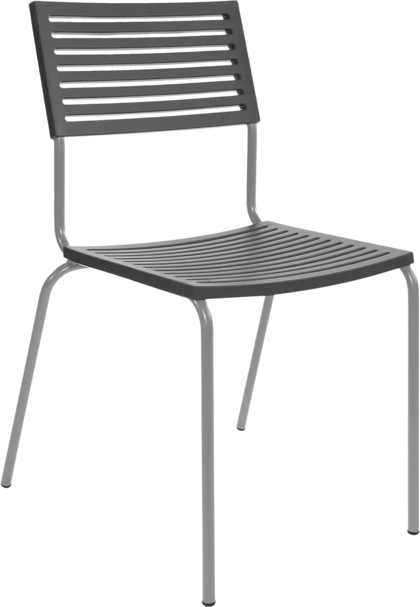Bodensee Lamello-Gartenstuhl ohne Armlehne in Anthrazit präsentiert im Onlineshop von KAQTU Design AG. Gartenstuhl ist von Schaffner