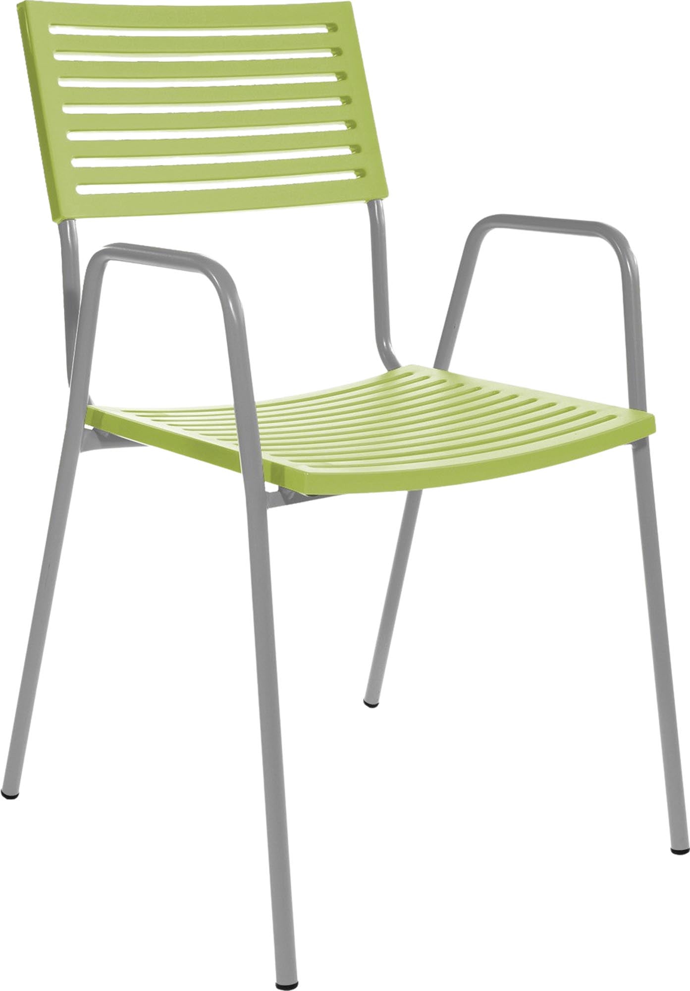 Bodensee Lamello-Gartenstuhl mit Armlehne in Hellgrün präsentiert im Onlineshop von KAQTU Design AG. Gartenstuhl mit Armlehnen ist von Schaffner