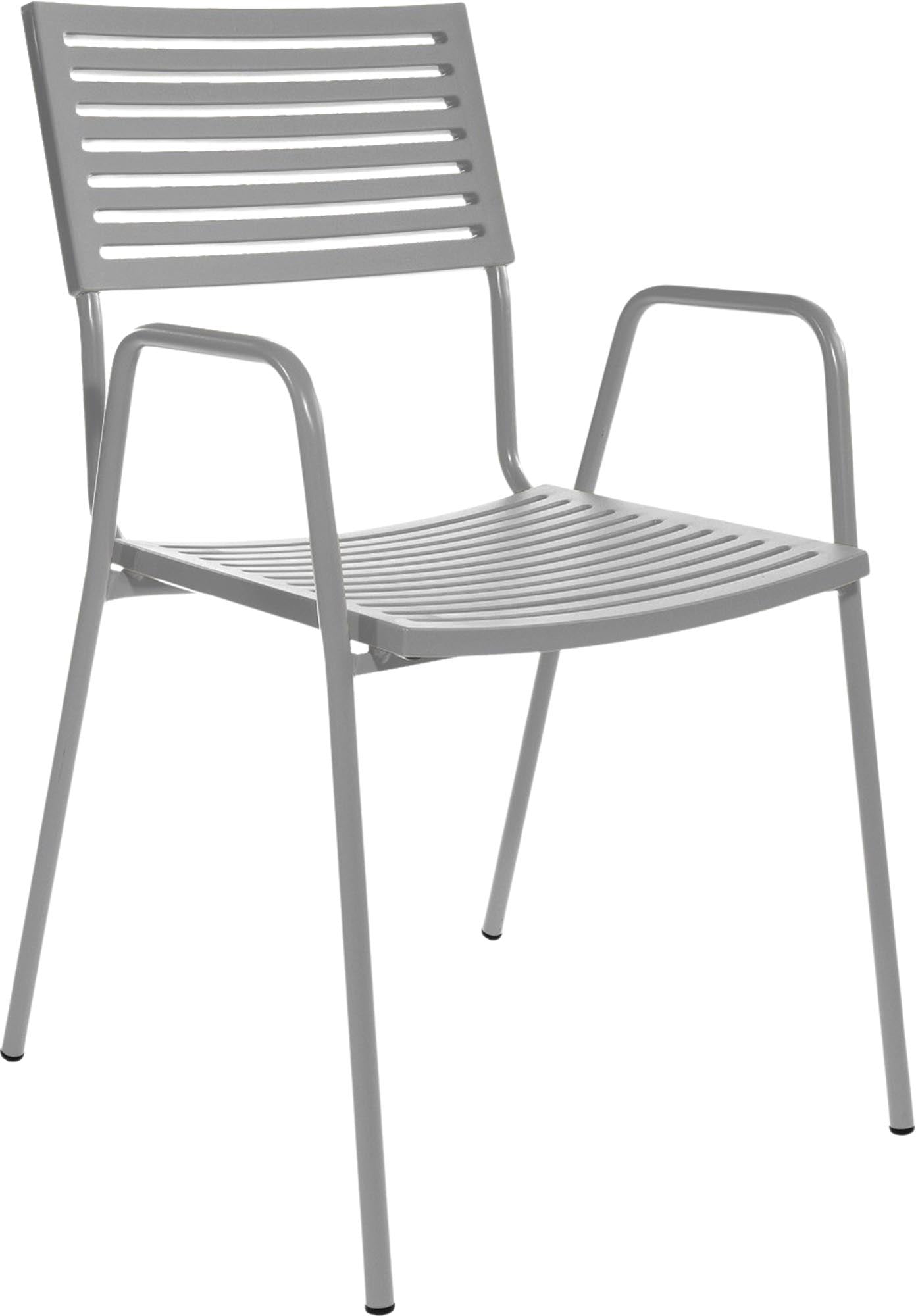 Schaffner Bodensee Lamello-Gartenstuhl mit Armlehne, wetterfest, UV-beständig, langlebig, modernes Design, pflegeleicht, hergestellt in der Schweiz für Garten & Balkon.